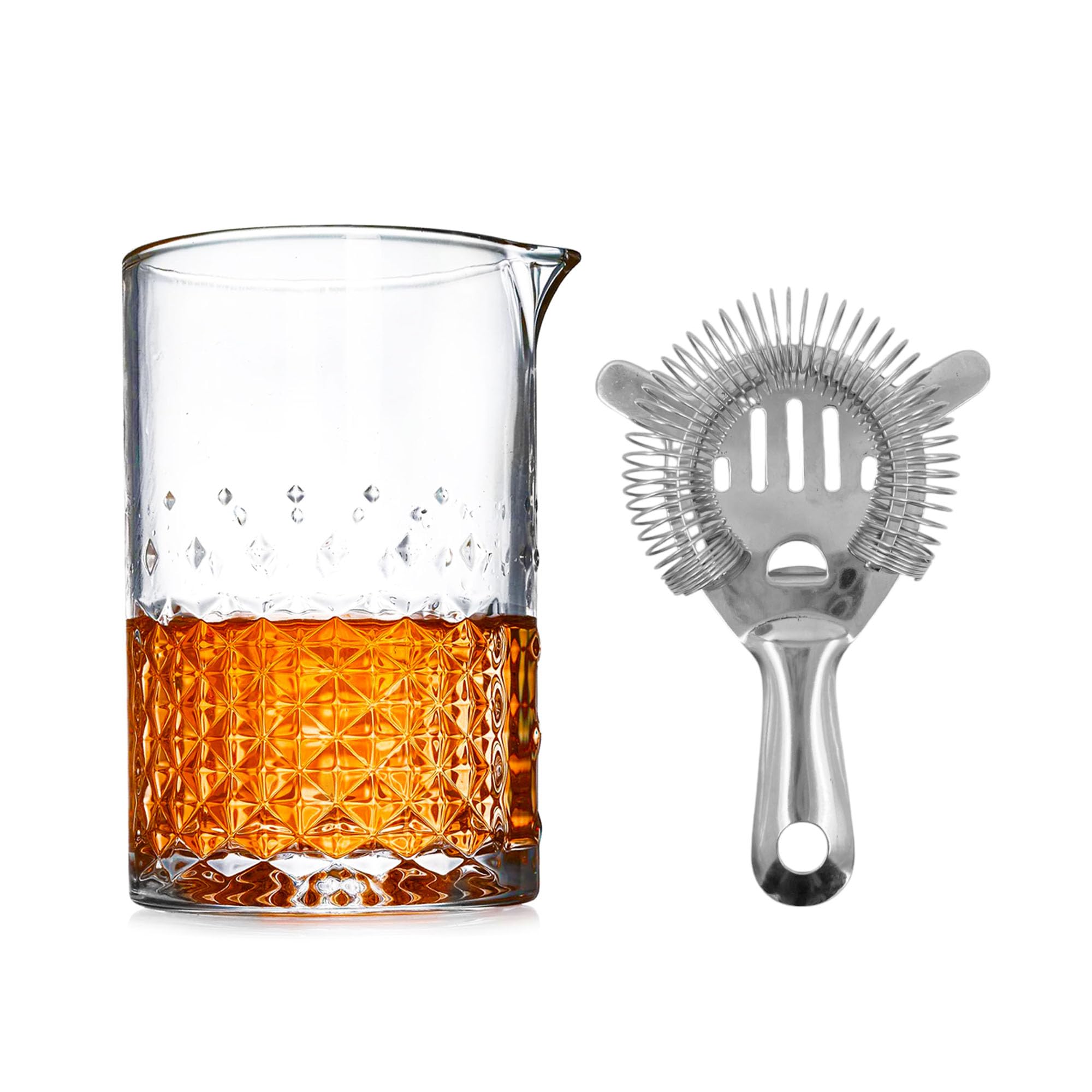 Chabrias Ltd Stainless Steel 2 Piece Cocktail Mixing Glass & Strainer Set – Large Mixing Jug For 3 Cocktails, 750Ml Cocktail Mixing Glass & Stainless Steel Strainer Set Cocktail Accessories