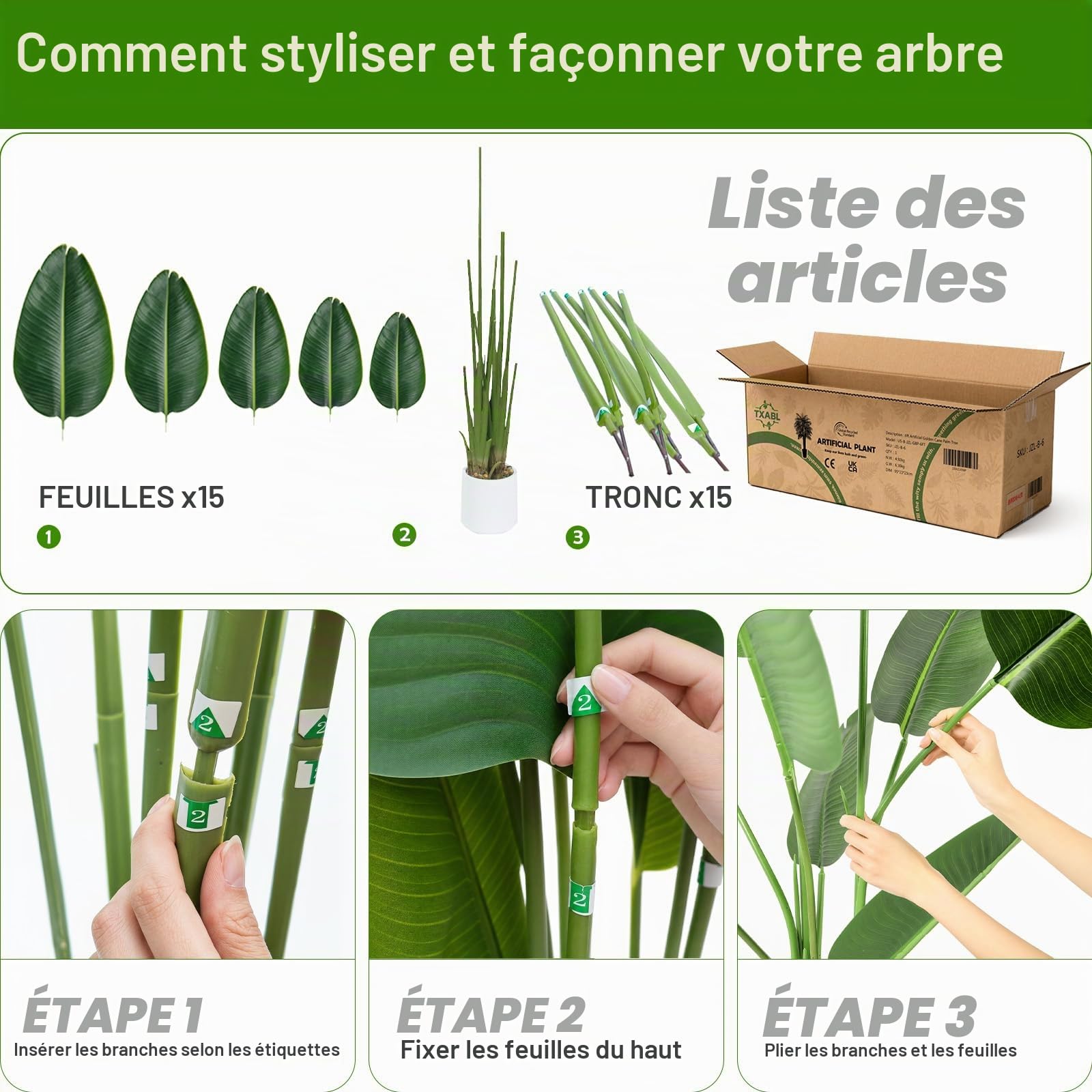 Plante Artificielle Oiseau de Paradis 210cm - Grande Plantes Bananier Artificielle Interieur avec Pot Blanc, Fausses Arbre Artificiel Parfaites pour Décoration d'Intérieur de Bureau ou Salon ou Maison