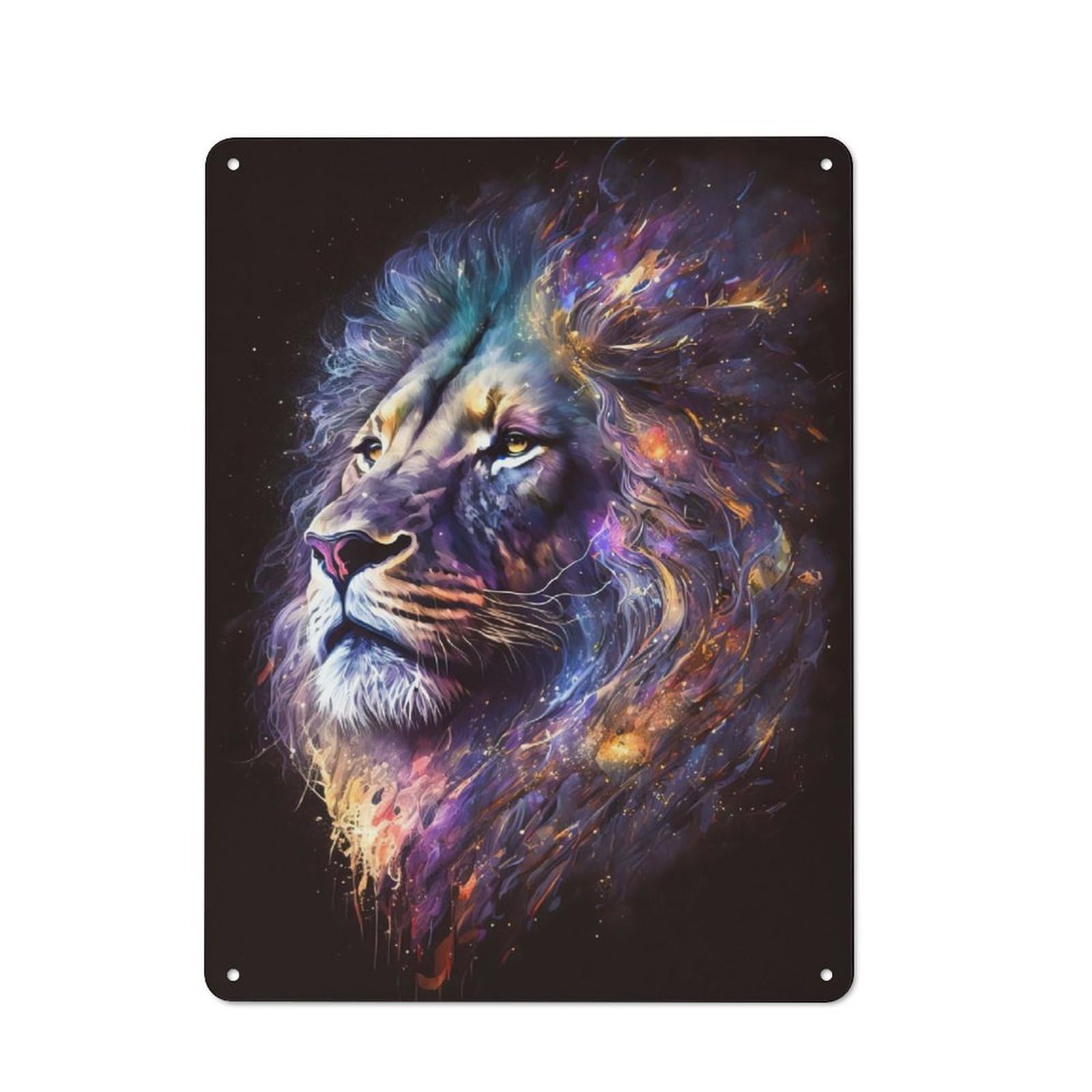 Junmoney Lion Face Cosmic Galaxy Retro Vintage Metal Sign 40X30cm, Restaurant Wall Art For Coffee Bar, Small Shop Or Dining Room