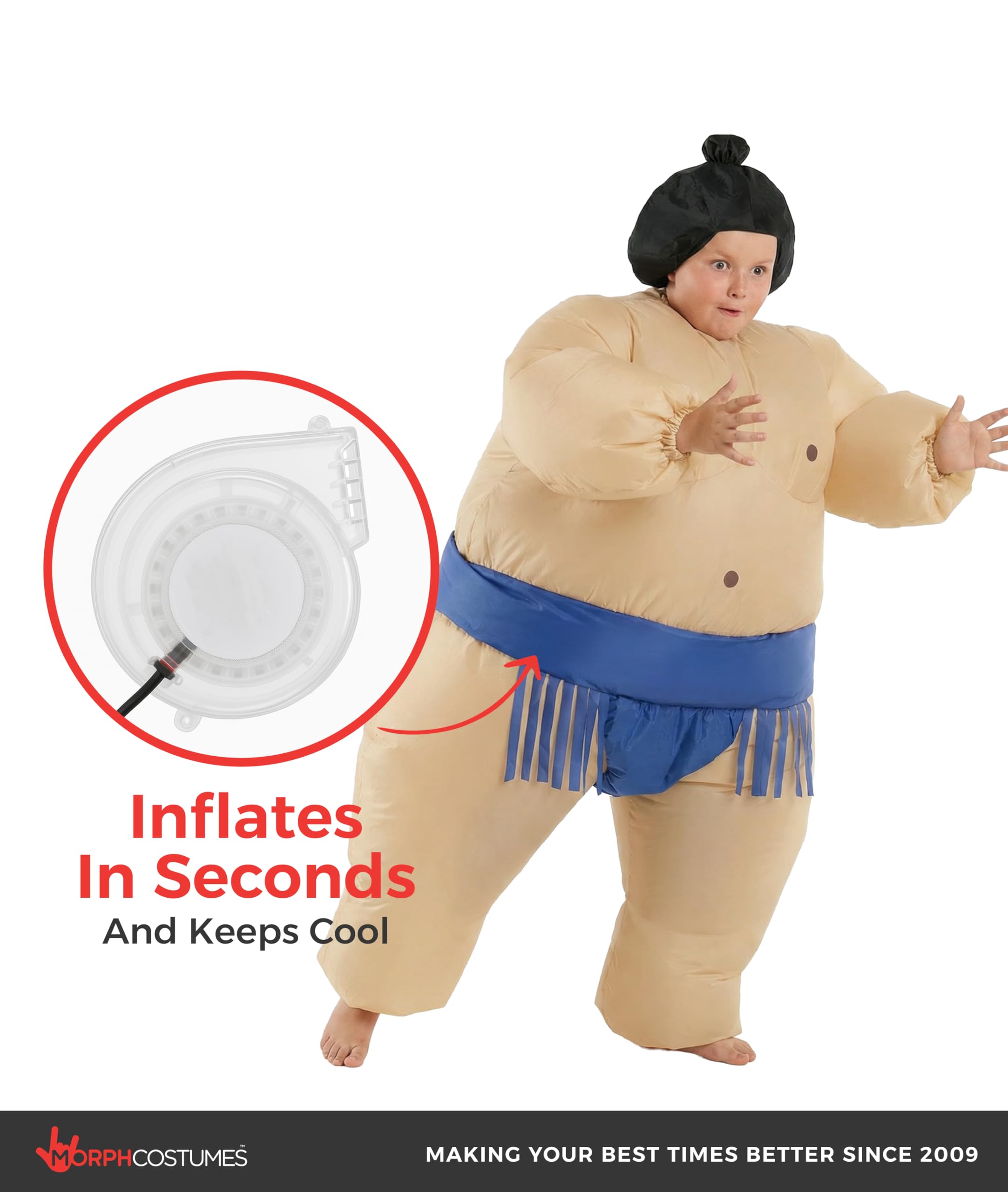 Morph Costume gonfiabile da lottatore di sumo per bambini, costume di Halloween per feste divertenti per bambini