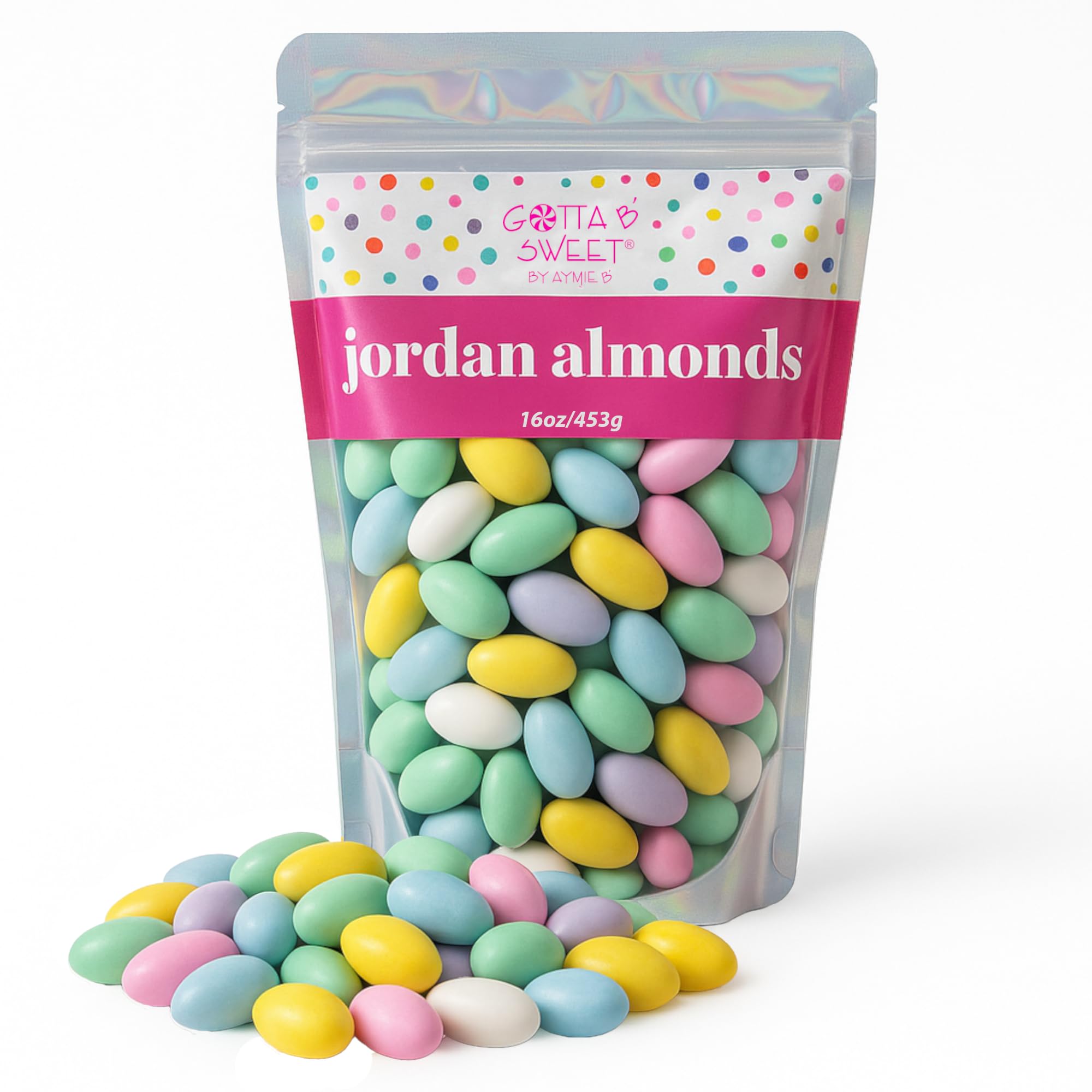 Gotta B Sweet Jordan Almonds | 1 lb Bag | Pastel Candy in Assorted Colors | Premium Roasted Almonds with a Sweet Sugar Coating | For Easter, Weddings,