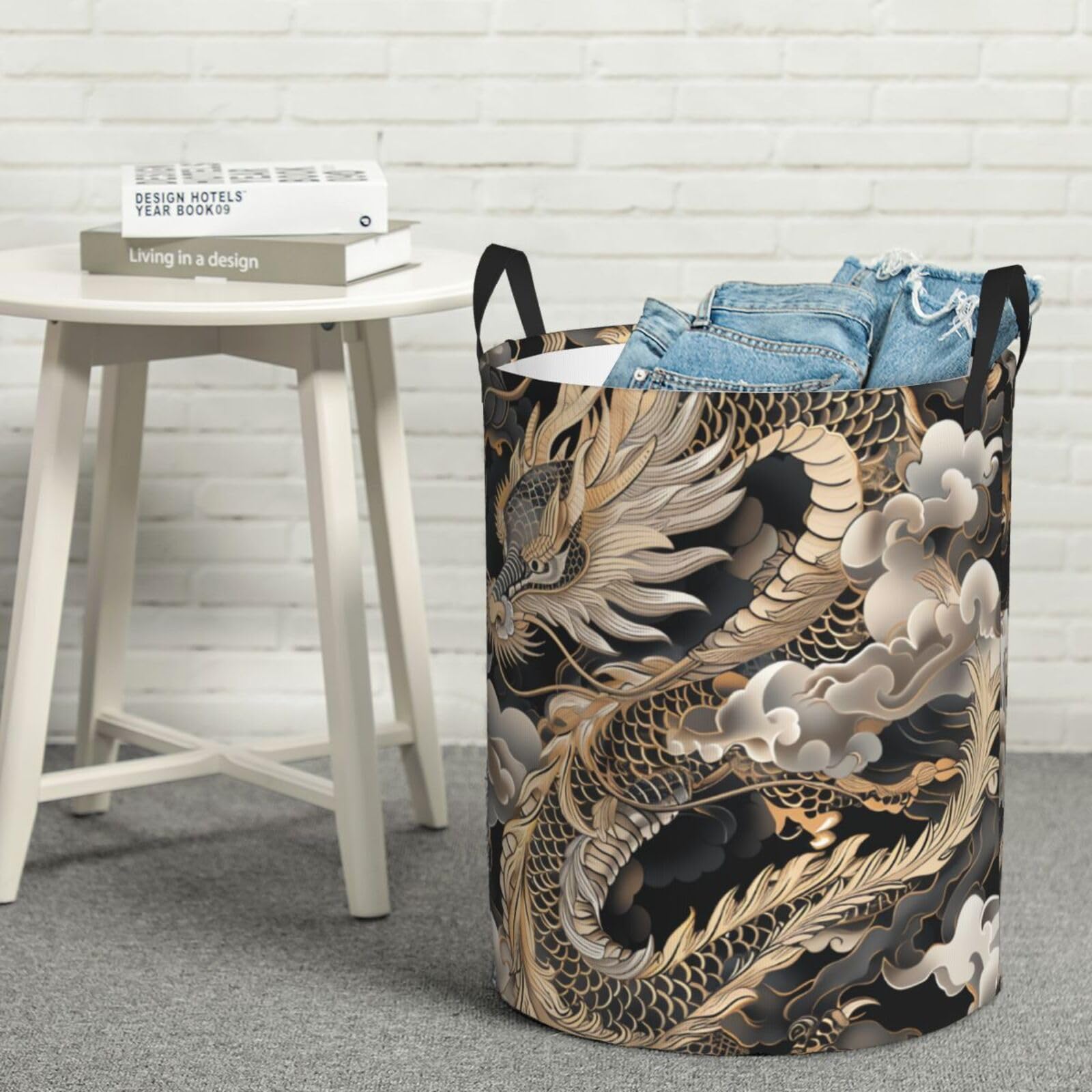Panier à linge sale imperméable grand format pliable motif dragon