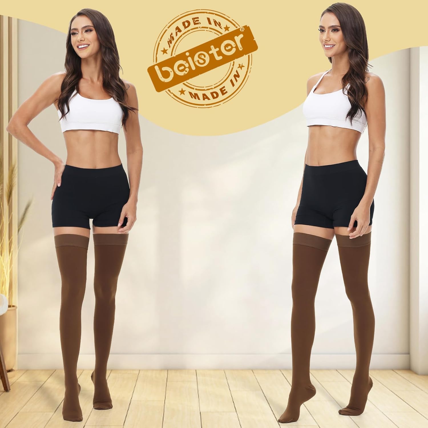 beister 15-20 mmHg Medical Compression Stockings with Dot Silicone Band, Closed Toe Thigh High Graduated Compression Socks for Women Men, Circulation Support Pressure Stockings for Varicose Veins, DVT - Image 6