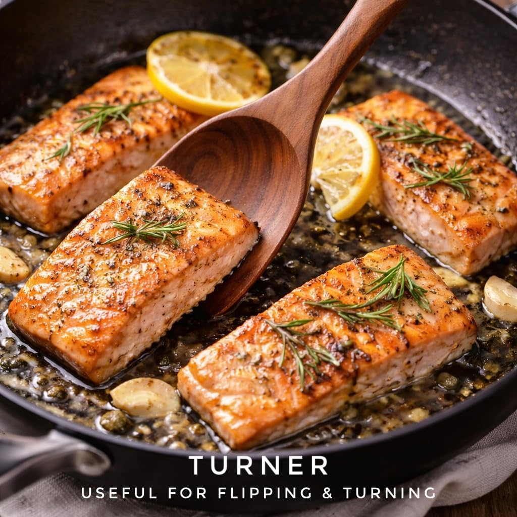 9-Piece Wooden Cooking Utensil Set – Premium Wood Kitchenware for Nonstick Cookware, Heat-Resistant & Durable Wooden Spoons and Spatulas – Eco-Friendly Kitchen Tools for Stirring & Serving - Image 5