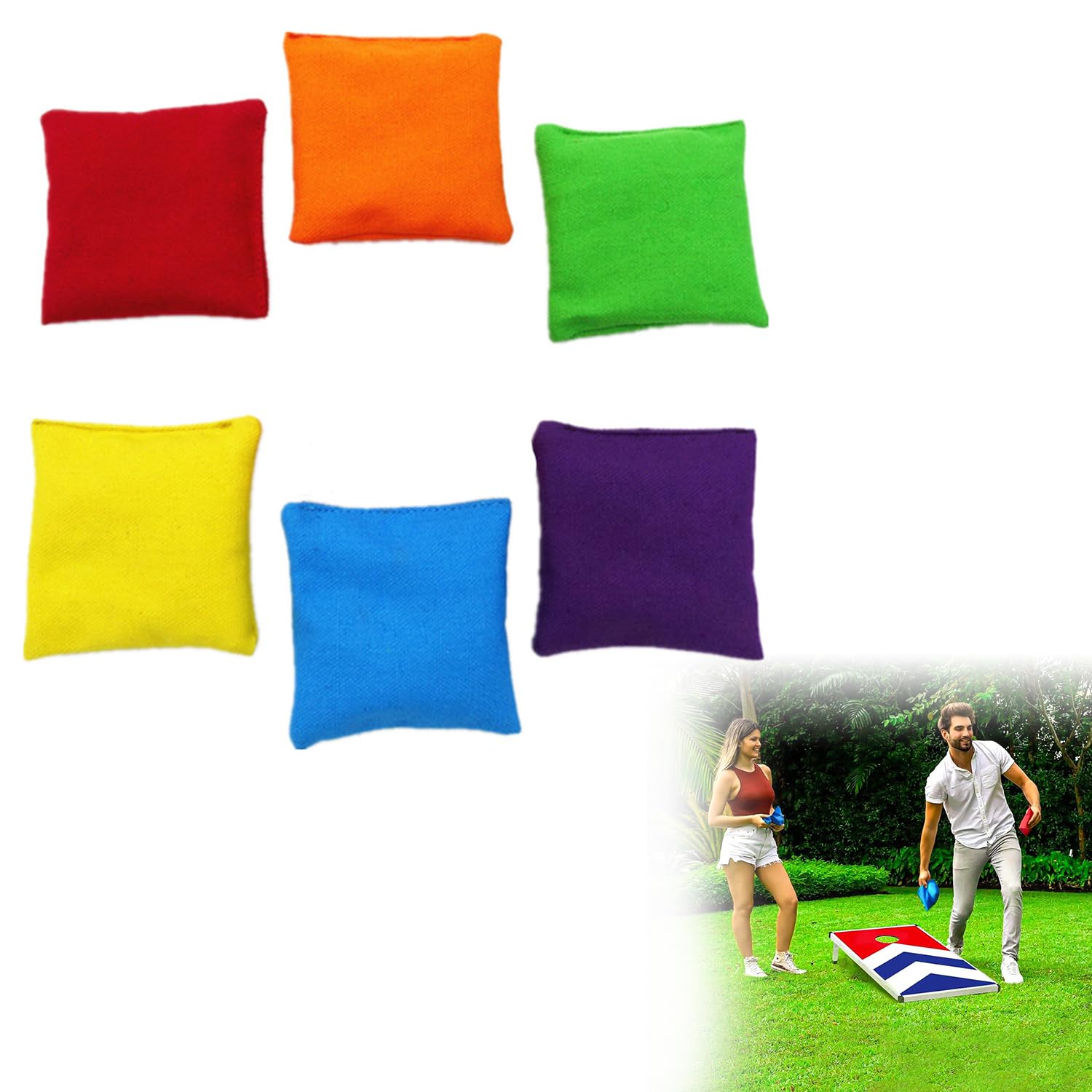 Colorful Bean Bags, Mini Cornhole for Fun Sports Outdoor Family Games Kids Toys Hand Toss Games Boys Girls Party Games, Pack of 6