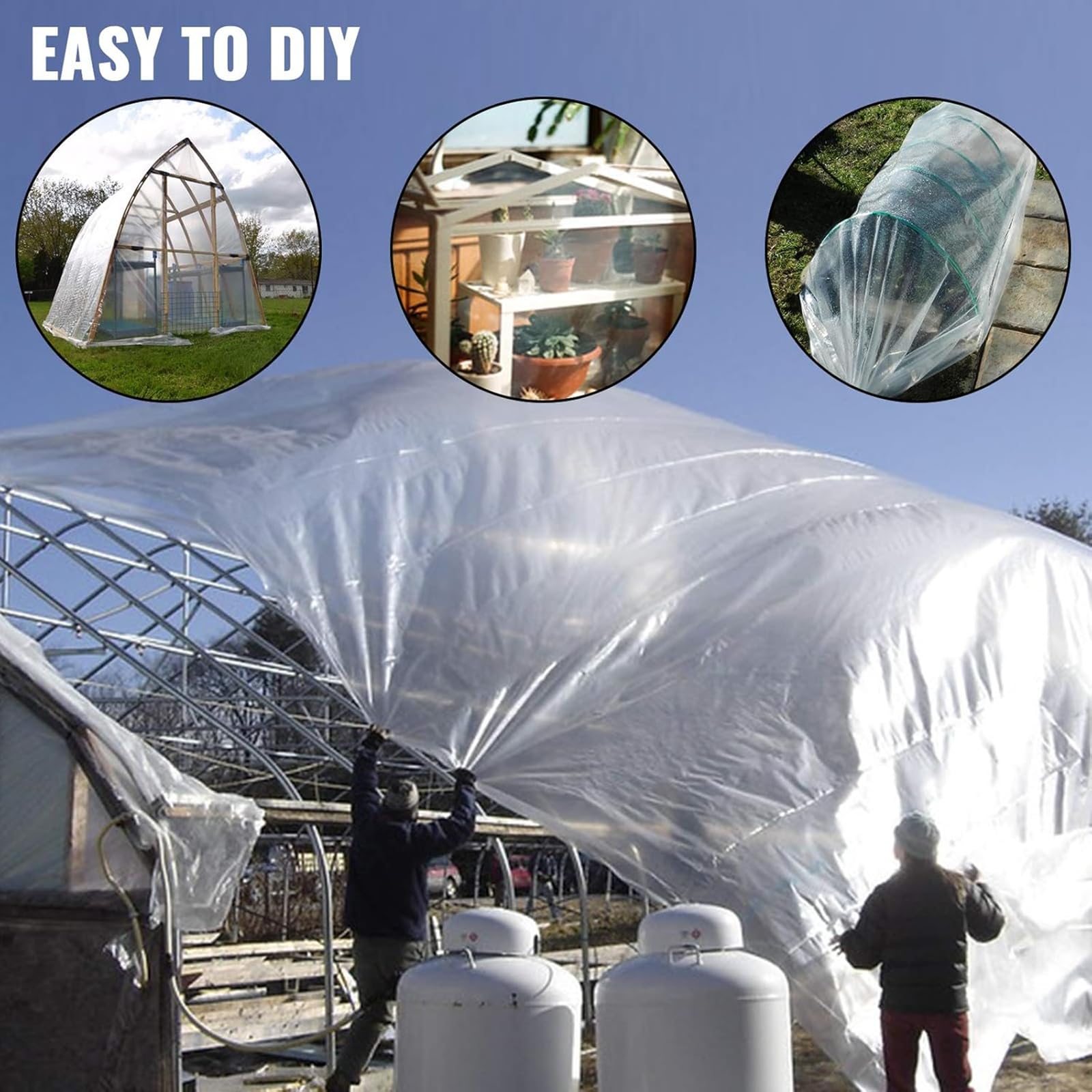 Neegaurd Lot De 2m X 6m Film De Protection Serre Extra Épais - Transparent, Indéchirable, Bâche Imperméable Pour Tunnel Et Serre
