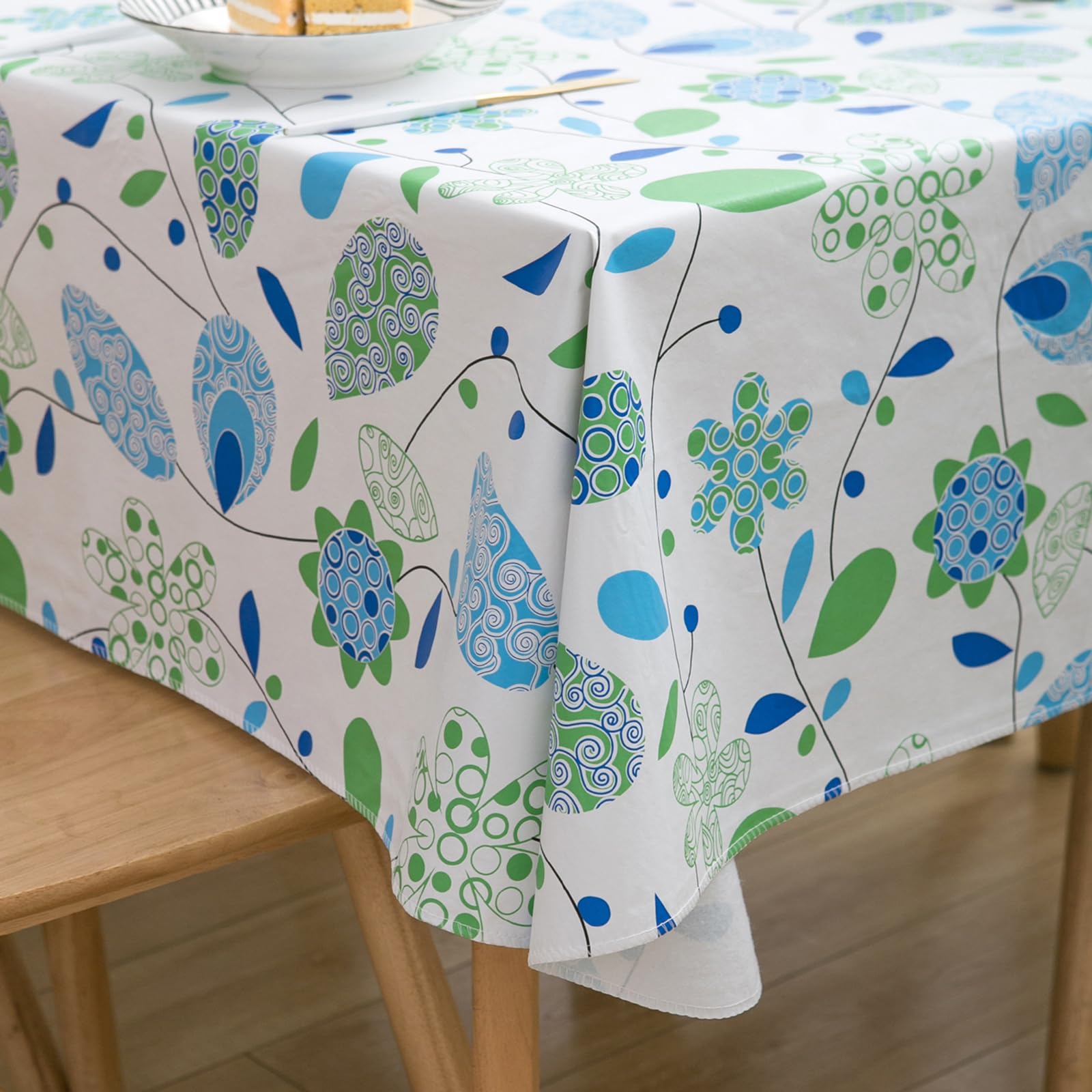 Hswek Rectangle Vinyl Tablecloth - 60 x 102 inch Flannel Backed Heavy Duty Waterproof Oilproof Wipeable Decorative Picnic Table Cover