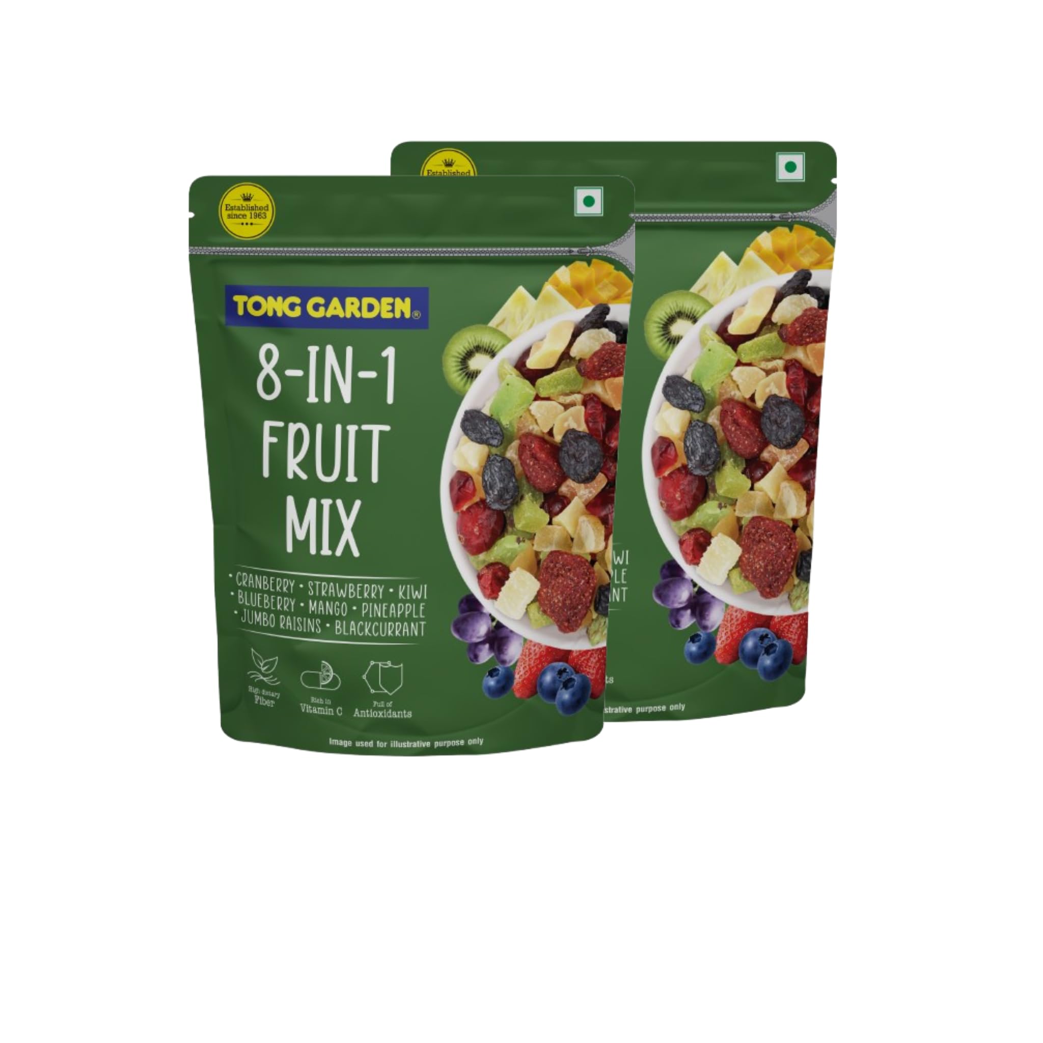 Tong Garden 8-in-1 Dried Fruit Mix | Cranberries, Mango, Kiwi