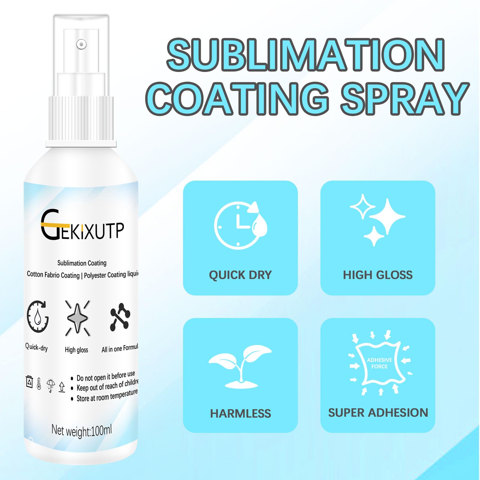 4 x 100ml Sublimation Spray for Cotton Tshirts，Sublimation Coating Spray for T-Shirts, Canvas, Polyester Fabric，Quick Dry, High Gloss，Polyester Spray for Sublimation (4 pcs Sublimation Coating Spray)
