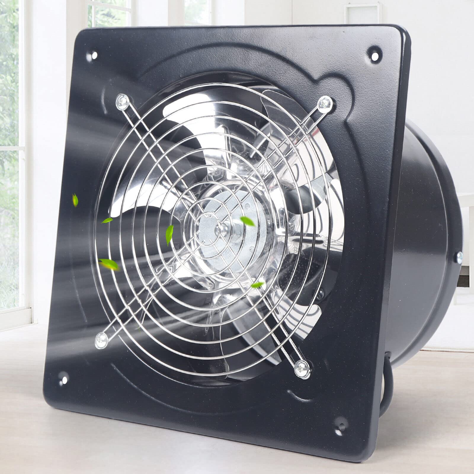 Axial Industrie Ventilator Ø 200 mm schwarz Abluft Zuluft Rohrlüfter Radial Rohr Lüfter Absauglüfter Industrielüfter Absaugung Für Abluft Wand Fenster 850m³/h