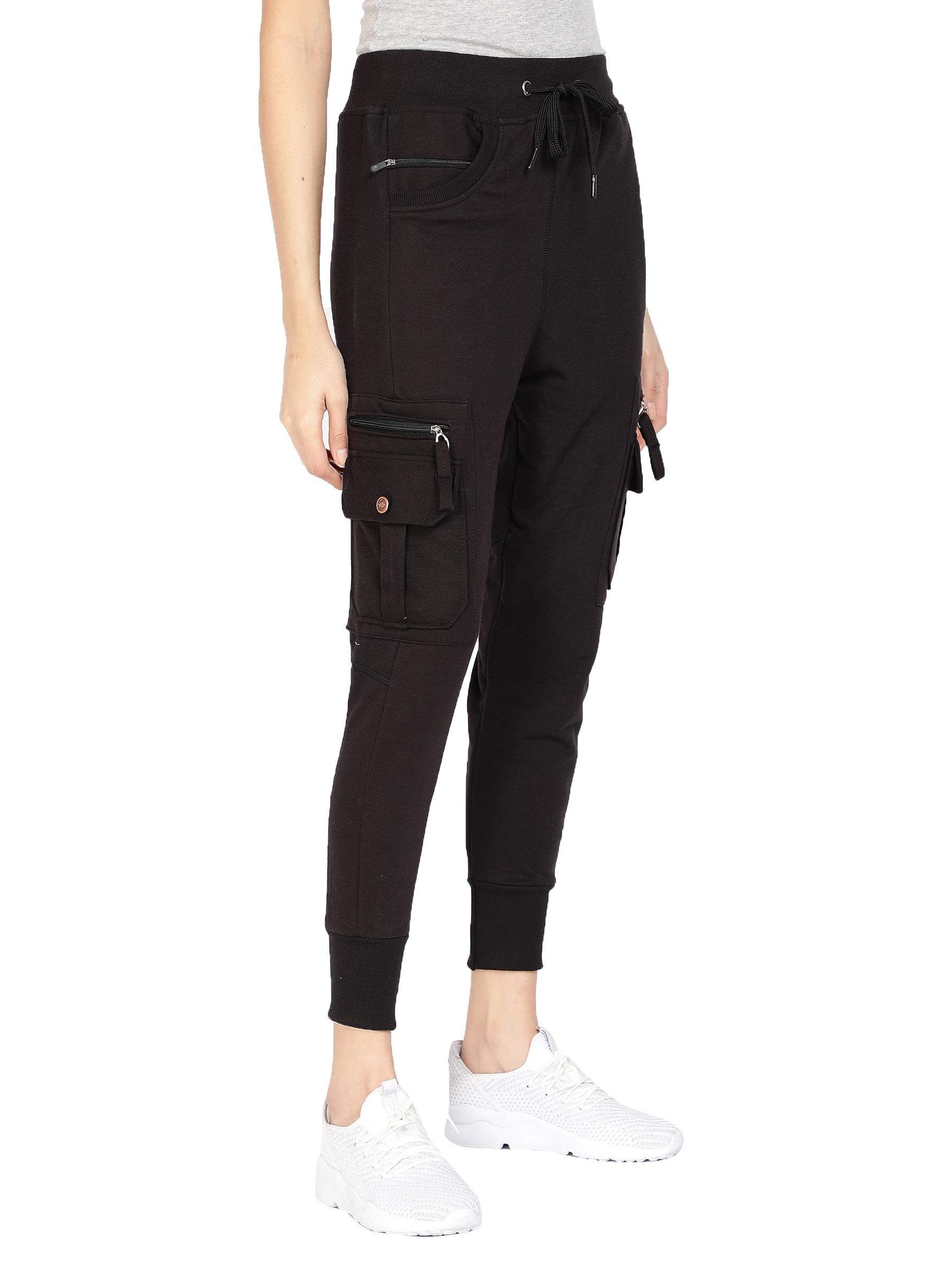 uzarus Women's Cotton Slim Fit Cargo Joggers Track Pants with 4 Zippered Pockets-picture-33