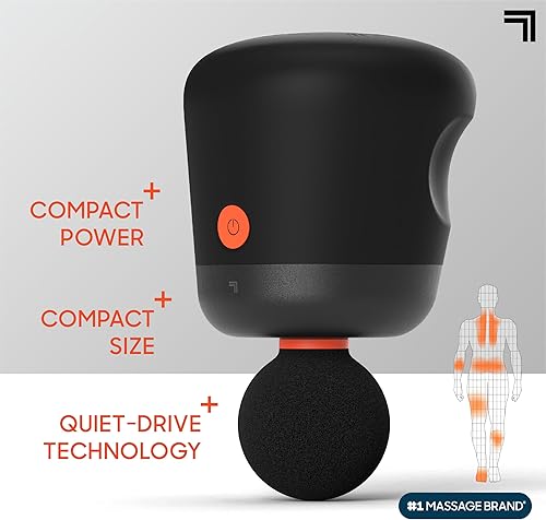 Miniatura 2 de Sharper Image Powerboost Palm - Masajeador portátil de percusión, 4 accesorios, viaje ligero, silencioso, cuerpo completo, tensión de tejido