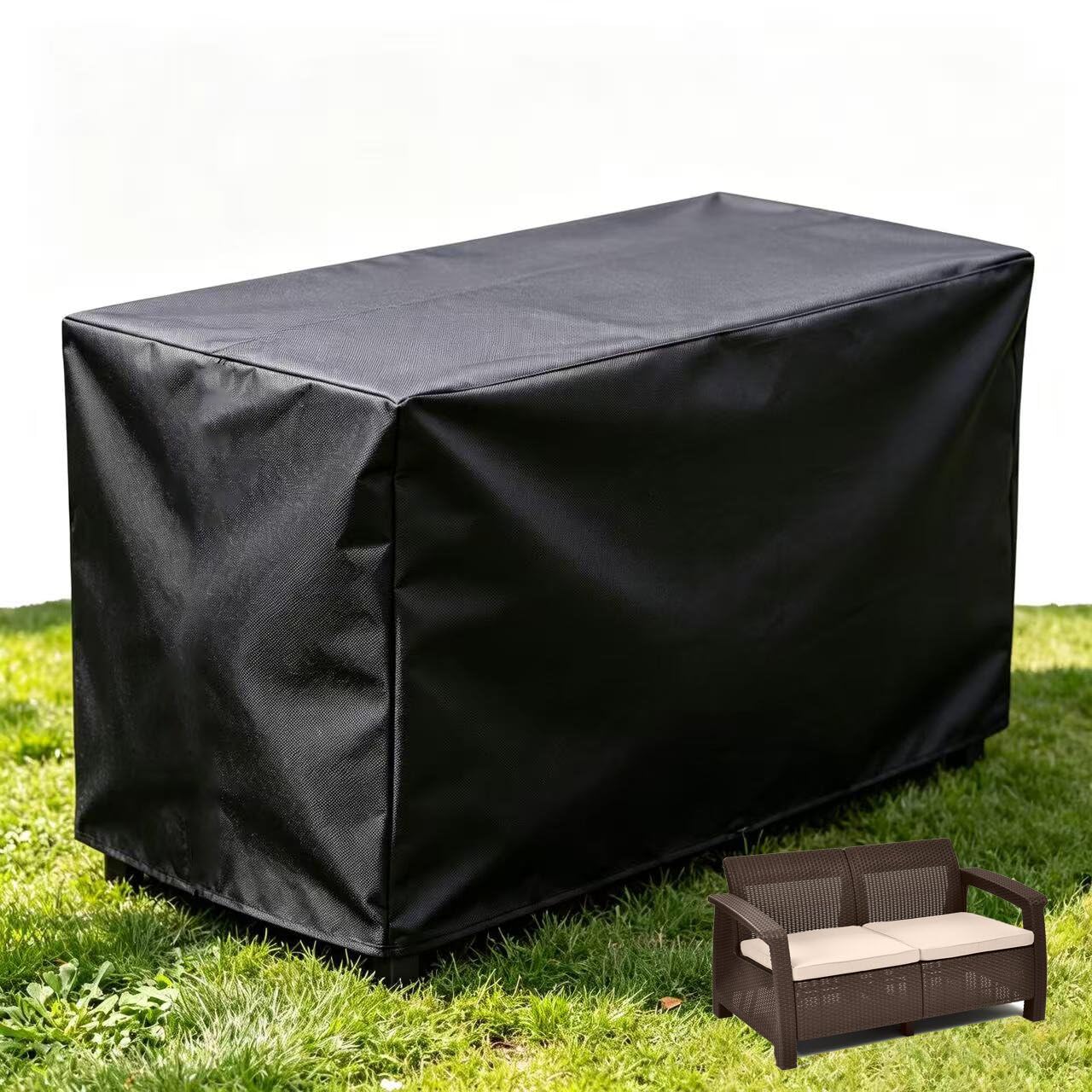Pvpqpr Black 120X60x60cm/Lxwxh Garden Furniture Covers Waterproof,Heavy Duty 420D Large Patio Rattan Furniture Set Cover,Patio Garden Table Cover,Windproof & Uv Resistant,Duty For Outdoor