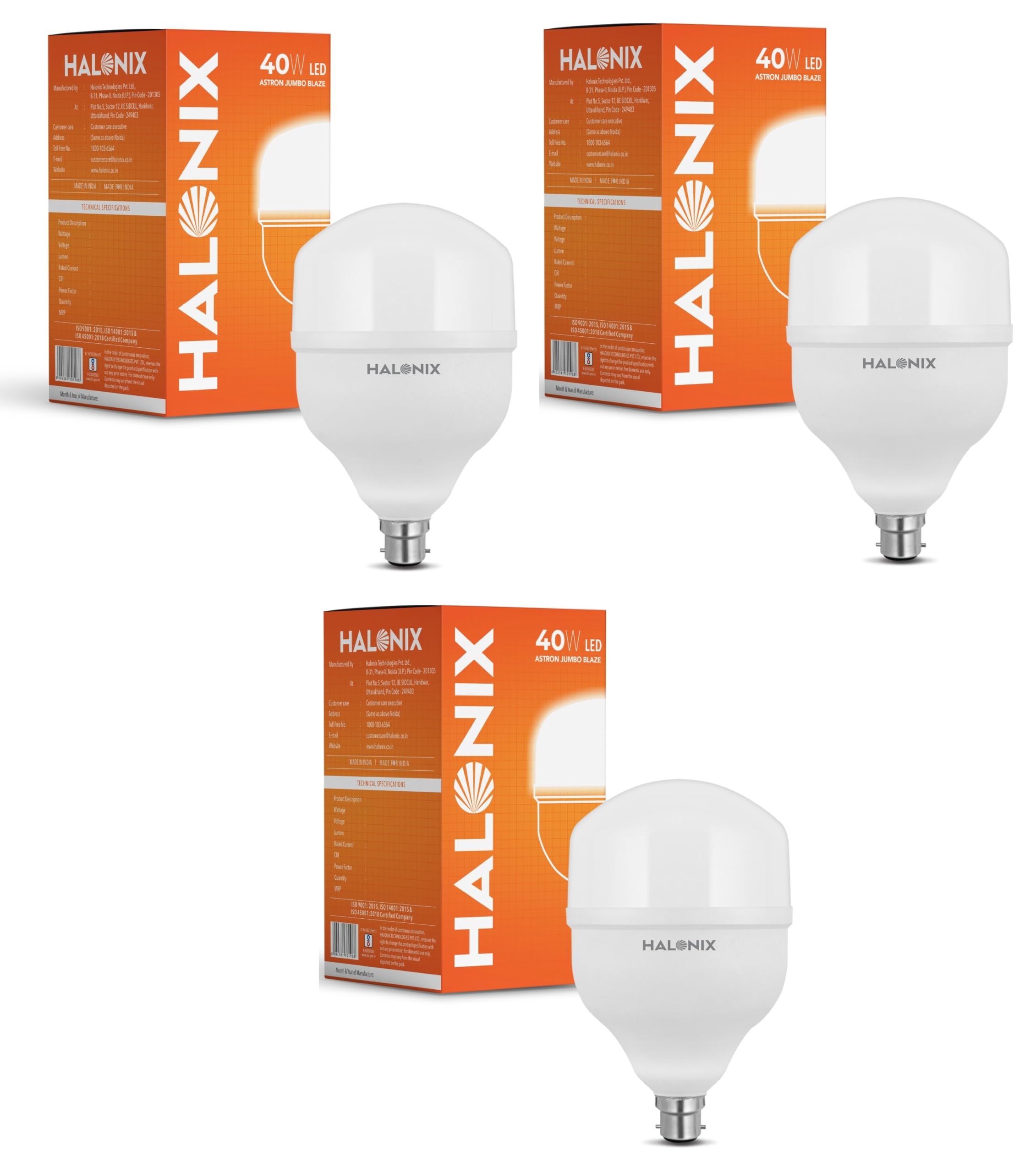 Halonix 40W LED Light Bulb | Cool Day Light (6500K) |Pack of 3 |Energy Efficient| 4kv Surge Protection |Base- B22-image-38