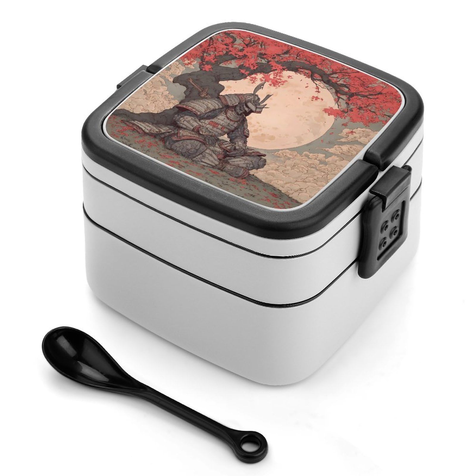 CGSBNGHA Japanese Samurais-Armor Bento Lunch Box 2 Layer Lunchbox Food Container for Adults Office