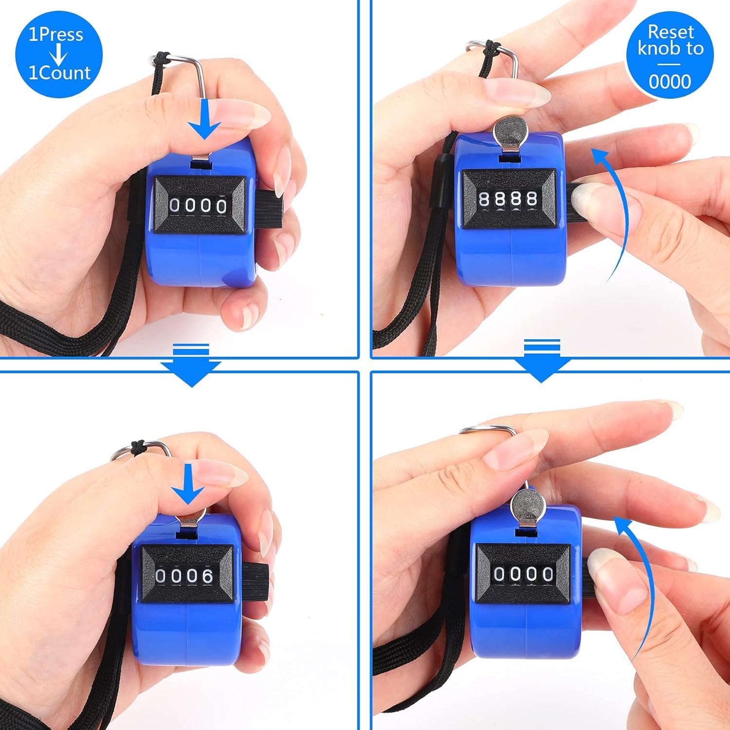 Event Clicker Counter Snapklik.com : Blue Handheld Tally Counter Clicker 4 Digital Number ...
