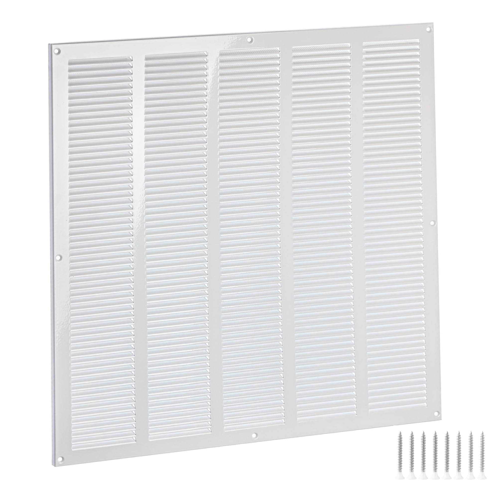 Griglia di ventilazione 500 x 500 mm, colore bianco, griglia di ventilazione in metallo con protezione dagli insetti, copertura di ventilazione rettangolare per pareti e soffitti, griglia di