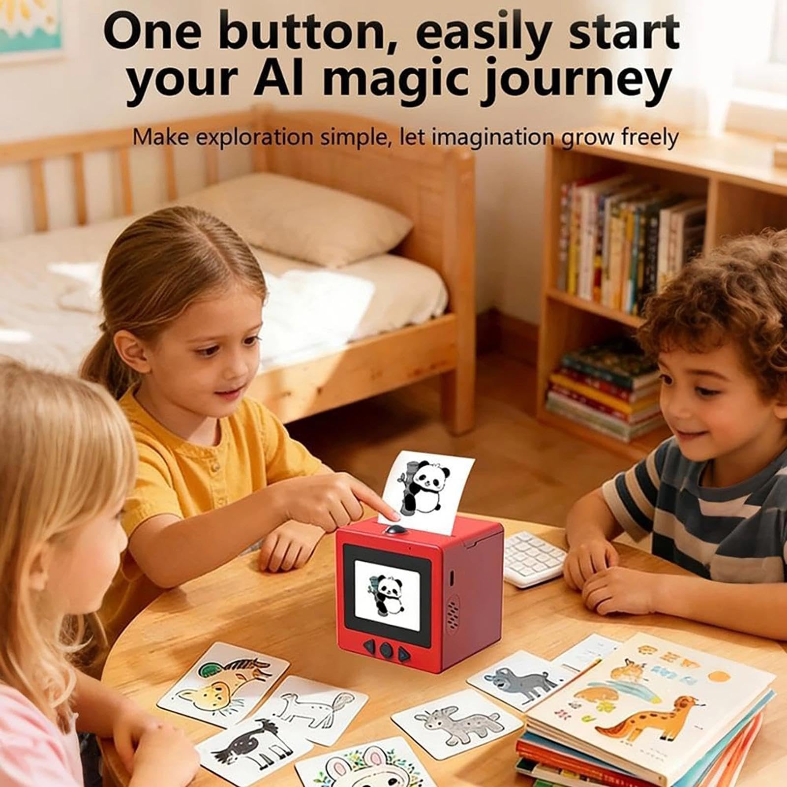 YOZO Sticker Box Printer Ai,ai Sticker Box Printer,smart-ai-voice Stickerbox,with 2.4" Display,Inkless Portable ，mini For Offices And Schools(A)