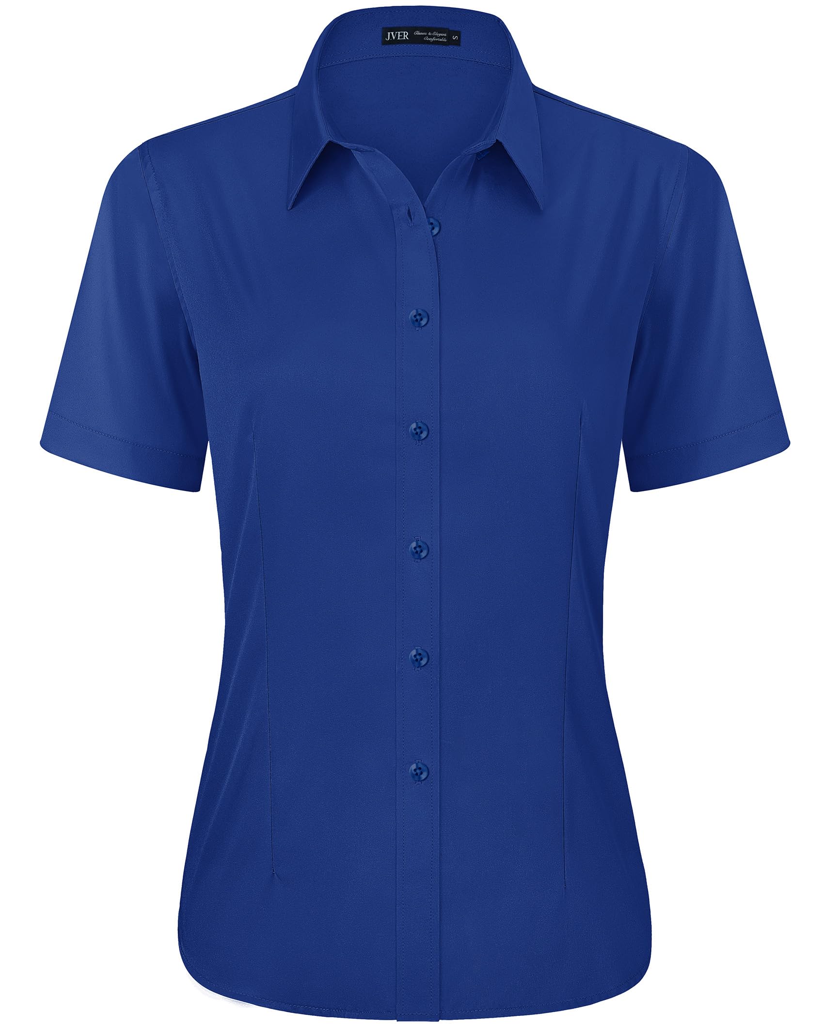 J.VER Bluse Damen Kurzarm Business Hemdbluse Bügelfrei Elegant Sommer | Knopfleiste, Luftig, Büro, Hochzeit, Service, Gastronomie, Arbeit, Party, Hochzeitsgast, Elegant, Basic, Tailliert, XS-3XL
