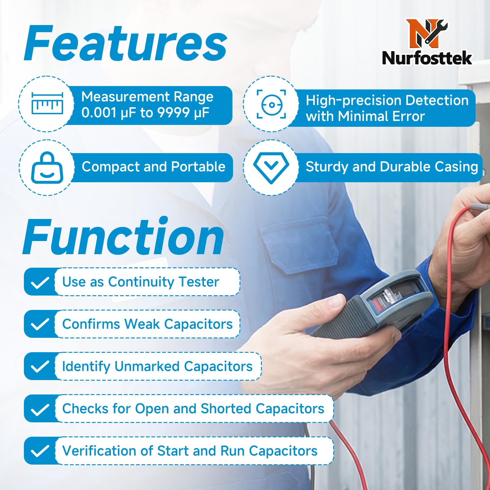 Digital Capacitor Tester - Measure 0.001-9999 μF -4