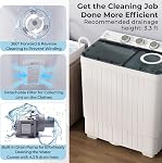 DORTALA laveuse portable, 26 Lbs Twin Tub Lave-linge et Spinner Combo avec pompe à égoutter, minuterie, lave-linge compact pour l'appartement, dorme, VR, Gris