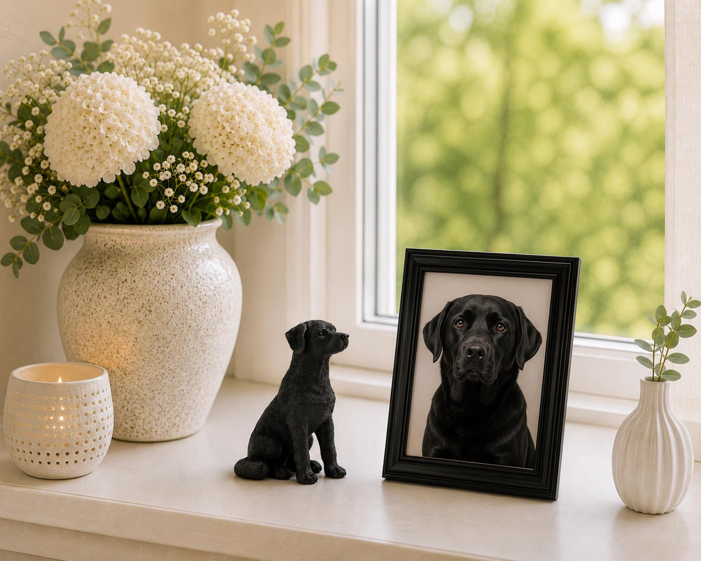 JFSM INC. 3.25" Black Labrador Dog Sitting Up Figurine - Black Lab Gift, Resin Pet Statue, Holiday Stocking Stuffer - Home or Office Desktop Decoration