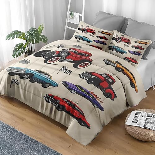 Miniatura 2 de Juego de edredón tamaño individual, ropa de cama suave vintage de 2 piezas para niños y adultos, juego de edredón retro con bandera estadounidense