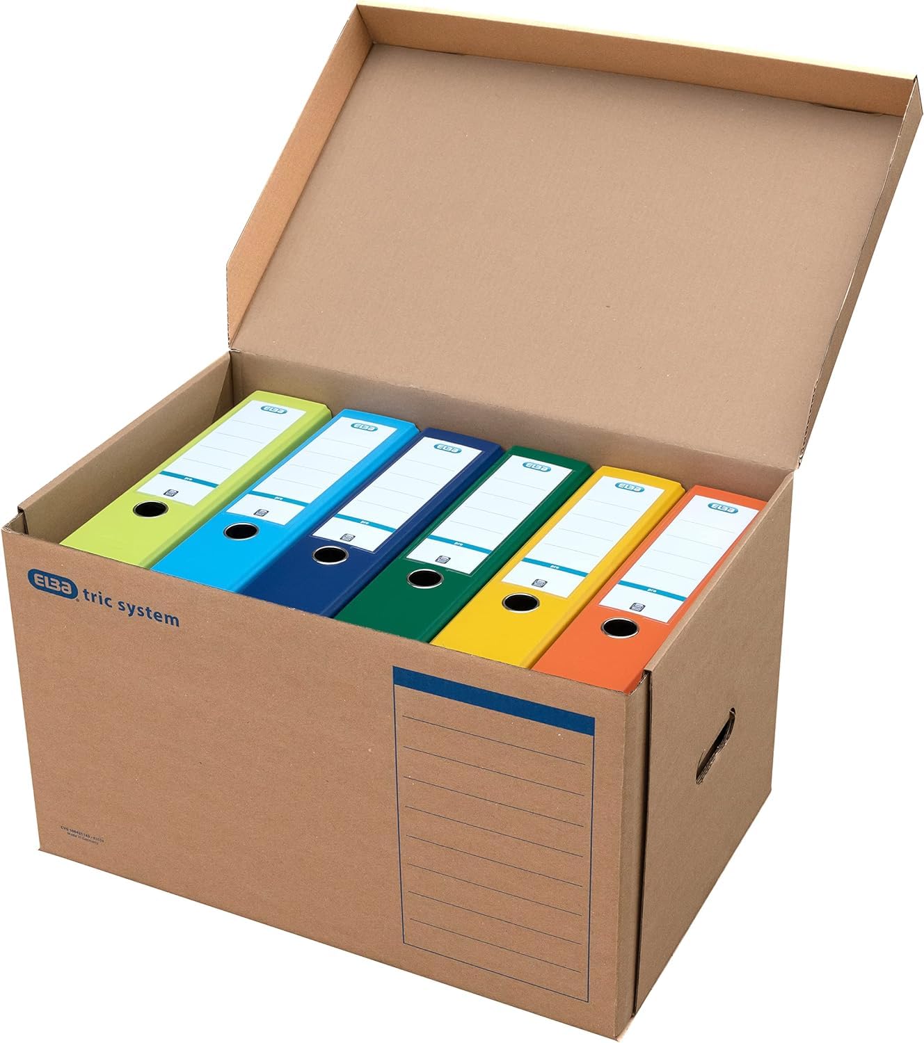 Elba Archiv-Box Tric System, naturbraun, 10er Pack und Oxford myColour Ordner A4, 8 cm breit, zweifarbig weiß sortiert, 10er Pack