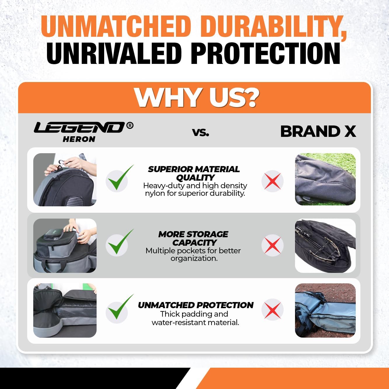 LEGEND Heron Crossbow Case - Premium Soft Cross Bow Case with Padding, Durable Hunting Crossbow Bag with Multiple Pockets, Fits Scope & Accessories, Removeable Shoulder Strap & Backpack Strap -37x24in