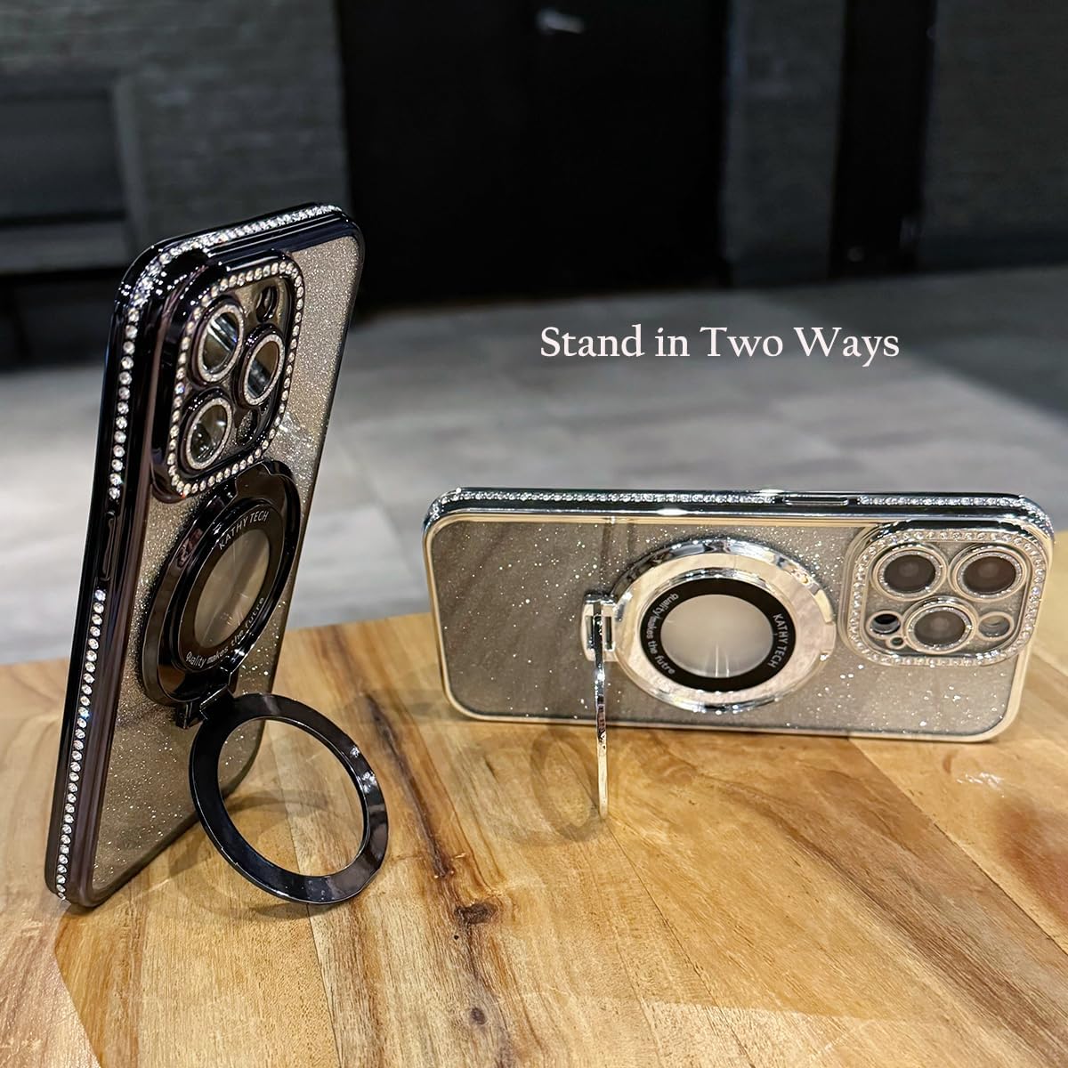 for iPhone 15 Plus Case, Compatible with Magsafe Shockproof Bling Diamonds Kickstand Ring Holder Camera Lens Protector Girly Woman Glitter Cute Phone Cover for iPhone 15 Plus (Silver) - Image 7