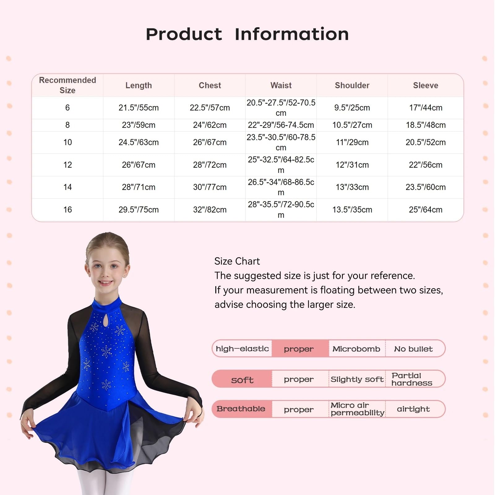 Maillot Gimnasia Ritmica Vestido de Malla de Ballet for niñas, Ropa de Baile for Patinaje artístico sobre Hielo, Vestido de Baile lírico de Manga Larga, Disfraz de Bailarina(Color 1,16)