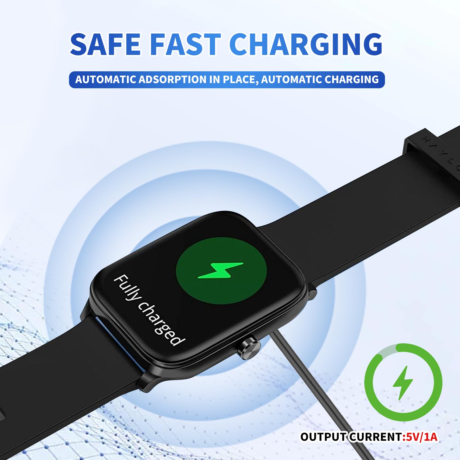 Cable de carga de reloj inteligente, cable de 2 pines, cargador de repuesto para reloj inteligente, rastreador de fitness, espaciado de pines de contacto del cargador, compatible con 4 mm (1)