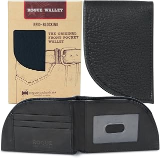 ROGUE WALLET Genuine Bison Leather Wallet for Men, RFID Slim, Black