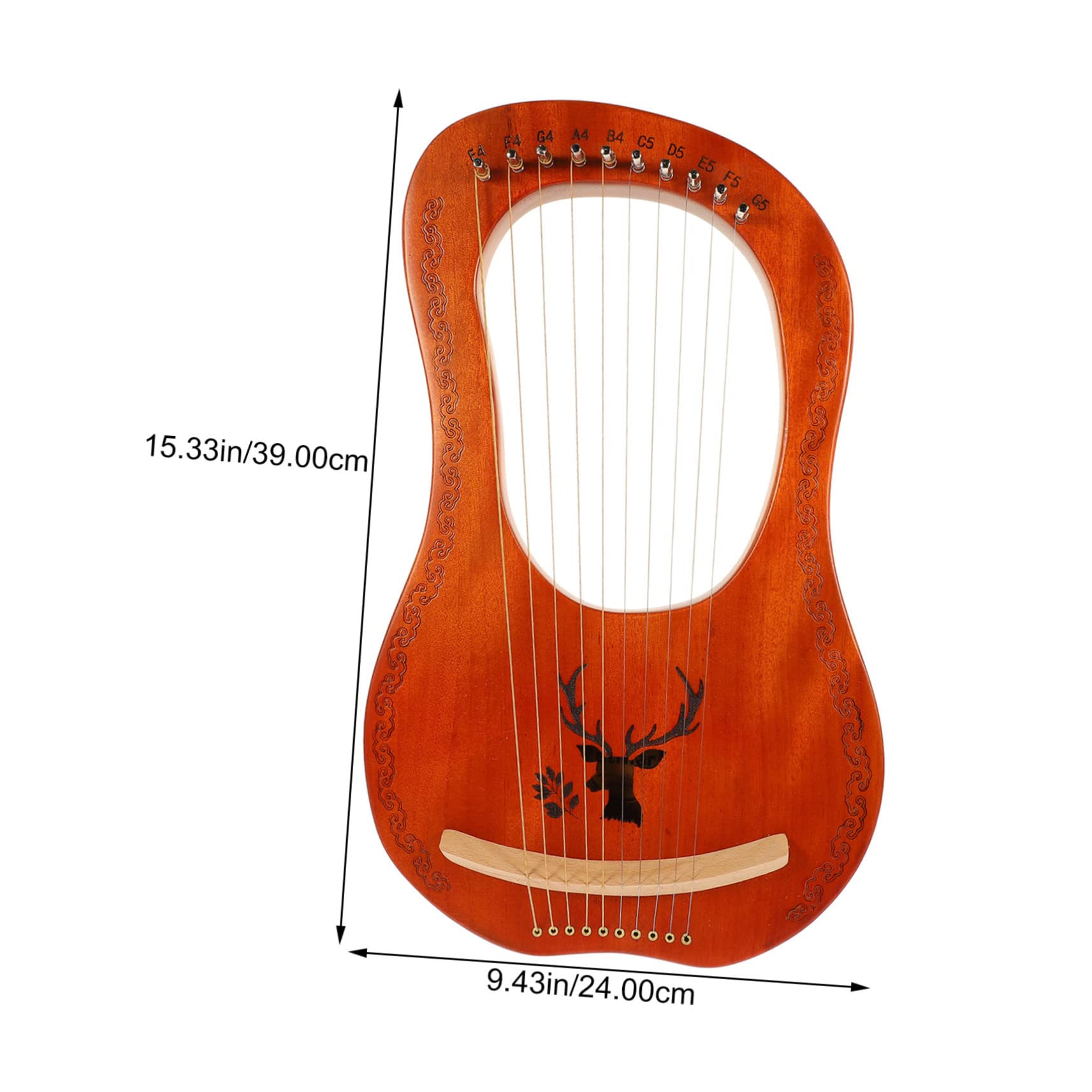 Abaodam 1Set Tone Lyre Harp Wooden String Instrument for Beginners Smooth Finish Includes Tuning Wrench for Music Lovers Enhance Your Musical Skills