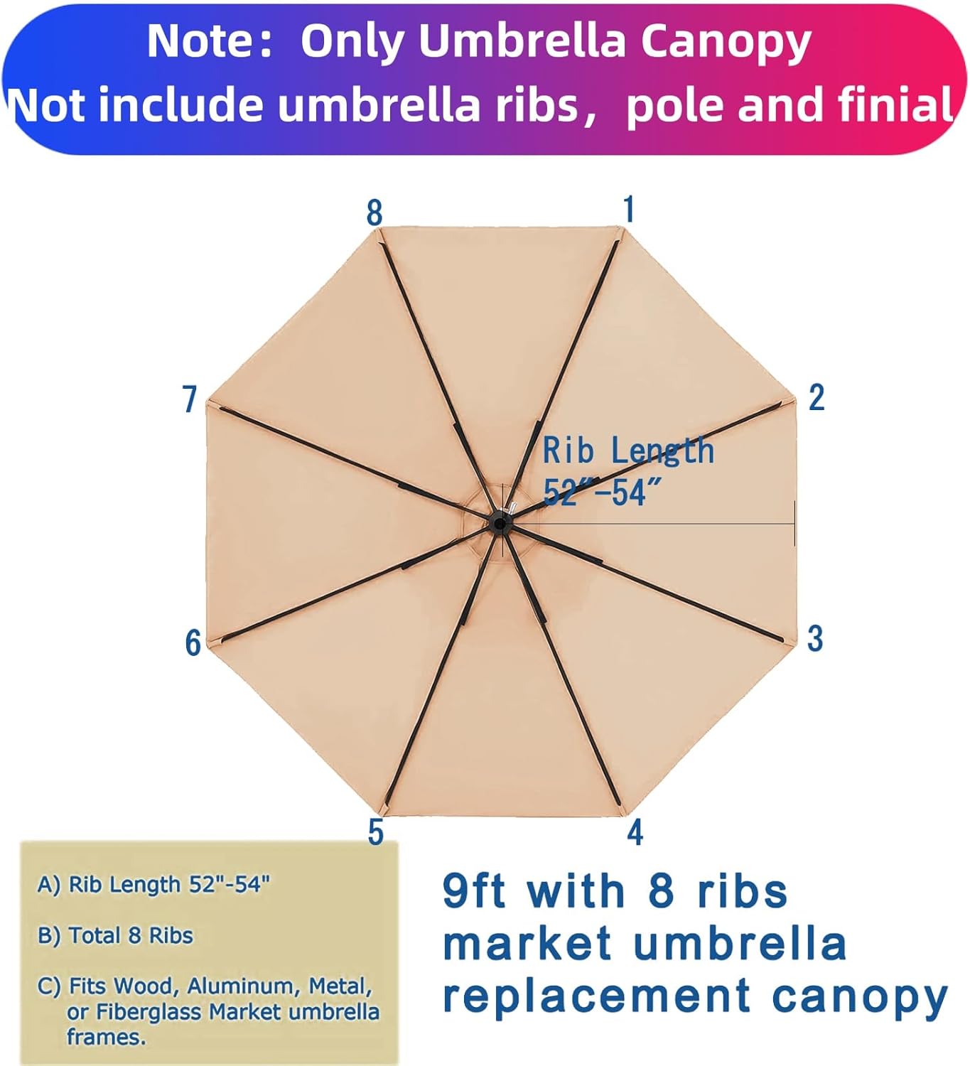 Upgrade Your Outdoor Space with the 9ft Patio Umbrella Replacement Canopy!