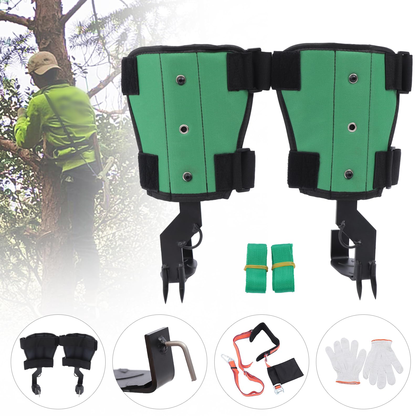 PANEKOLO Arborist Climbing Kit,Tree Climbing Spikes Set,330lbs Load Capacity Tree Climbing Gear with Waist-Type Safety Belt,Allows to Easily Cut Down Wood,Pick Fruit,Repair Branches