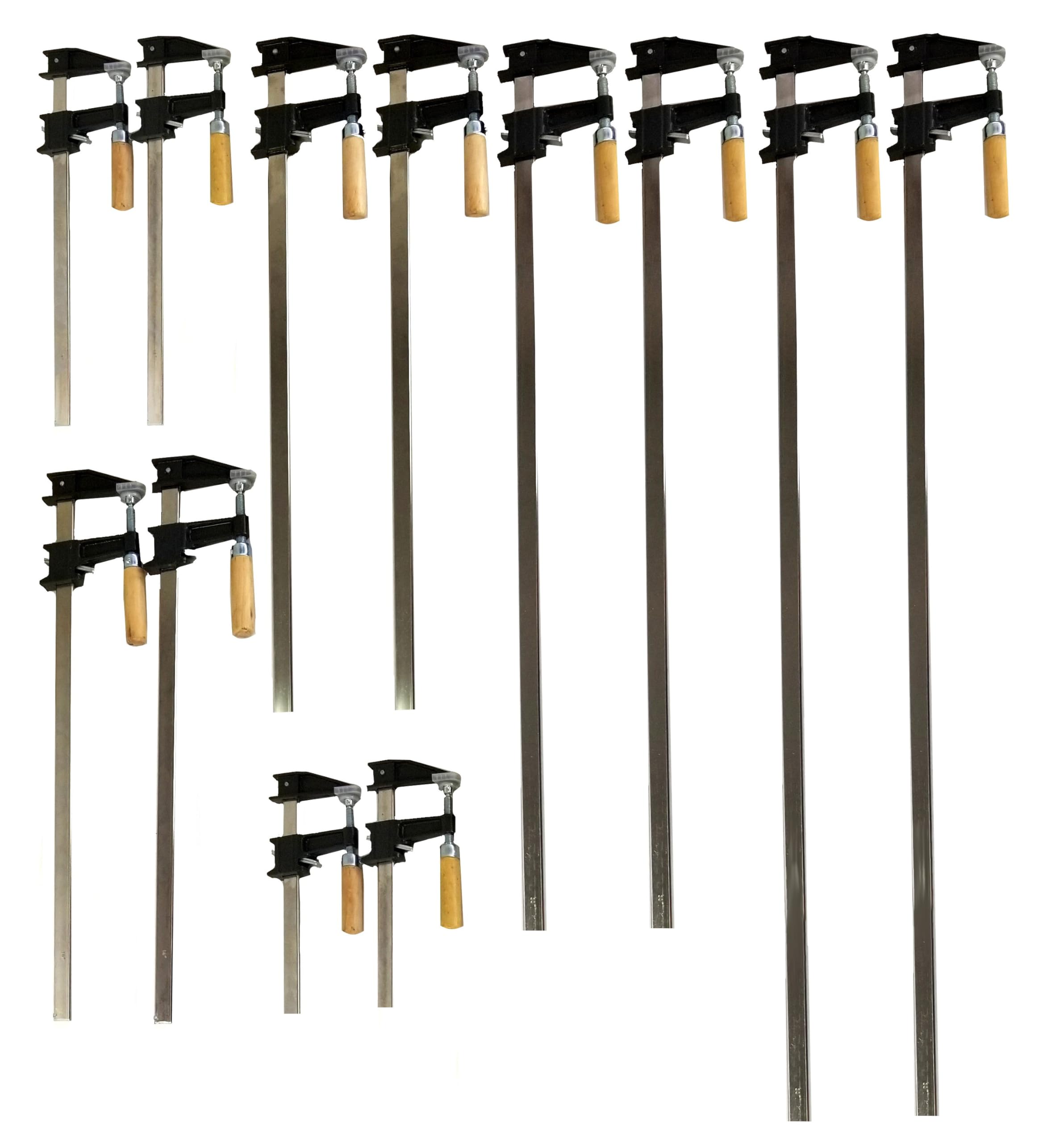 EDM Pack of 10 Heavy Duty Woodworking Bar Clamps, 2 ea 12"-36" Quick Release Type, 2.5 in. Throat Depth