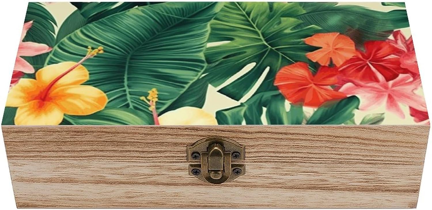 Vintage Wooden Storage Box with Front Clasp Keepsake Box with Lid