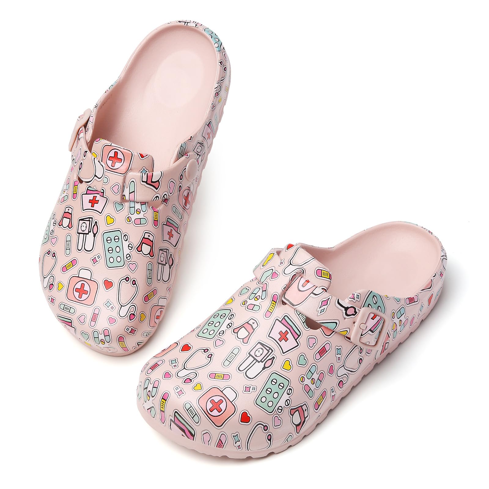 Damen Clogs Leicht Bequem Wasserdicht Gartenclogs Sommer Pantoletten Eva Slip On Hausschuhe mit Verstellbarem Riemen für Garten Strand Haushalt Freizeit