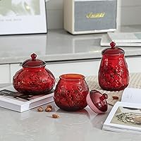 Vista 2 de G Tarros de cristal vintage rojo para galletas y dulces con tapas herméticas para almacenamiento de alimentos, hogar