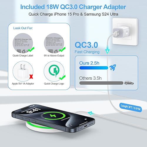 Miniatura 2 de Cargador inalámbrico Motorola de 15 W rápido para Moto Razr 2025Razr 2024Razr+ 2024Razr 60Razr 50 Ultra, Edge 2025 2024, Edge 50 Ultra, 60 Pro, Moto