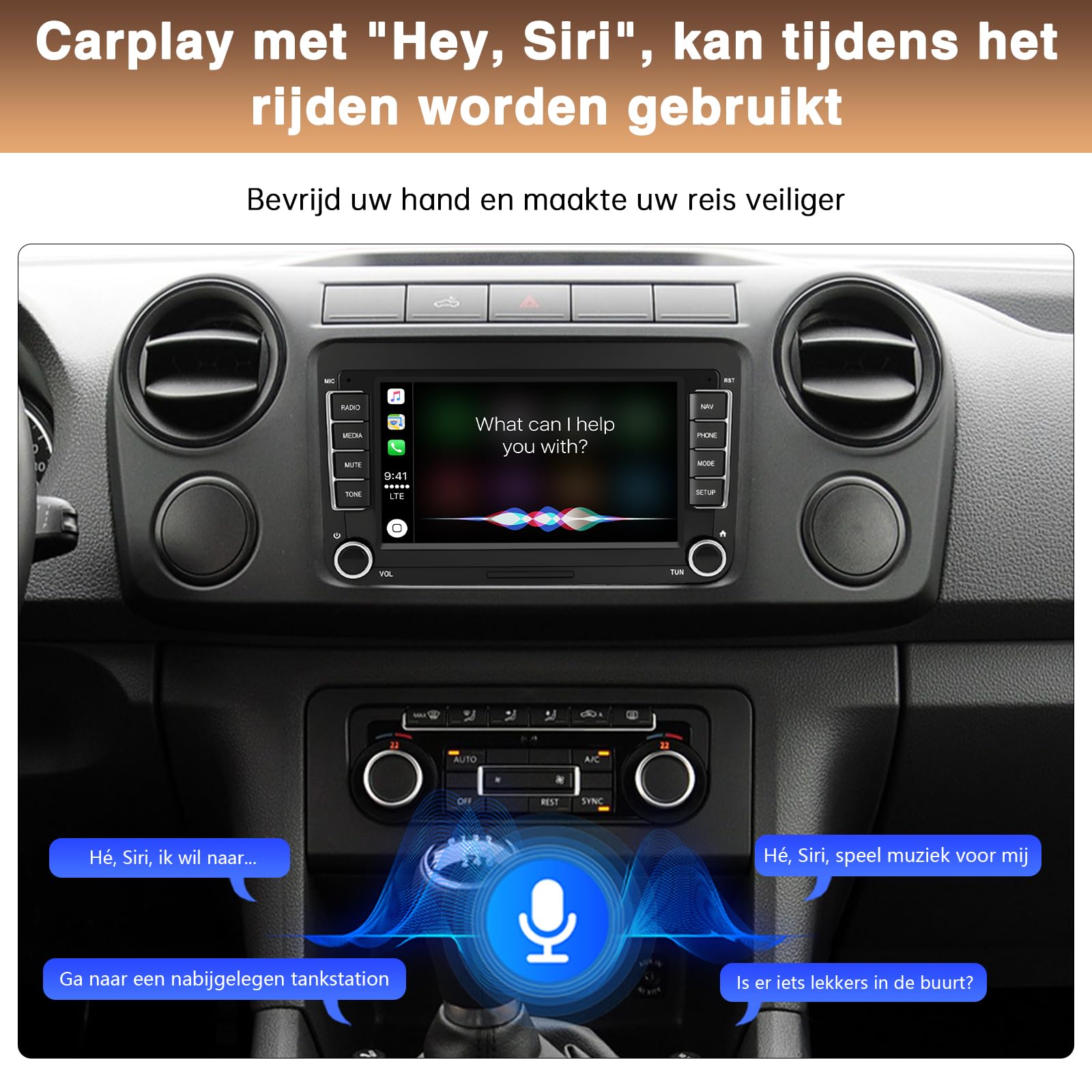 Autoradio con schermo da 7 pollici per Volkswagen Seat Golf Passat Jetta Beetle Tiguan Touran EOS Skoda Seat Doppio Din Touchscreen Radio Bluetooth con CarPlay wireless Android Auto GPS