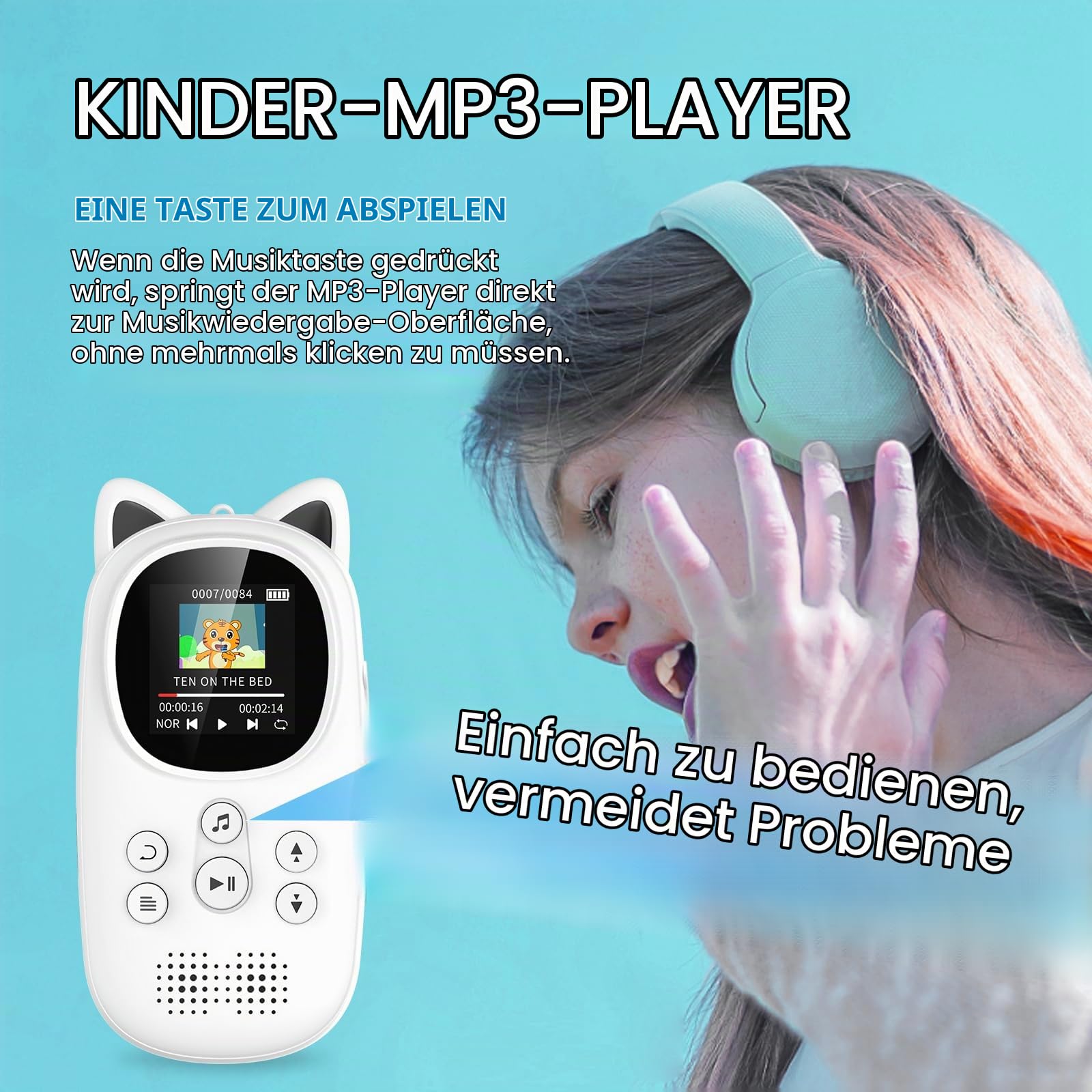 32GB MP3-Player mit Bluetooth 5.0, Oilsky Kinder MP3 Player mit Kopfhörer, 750mAh Tragbarem Sport Mp3 Musikplayer mit Lautsprecher, UKW-Radio, Schrittzähler, Diktiergerät (Schwarz)
