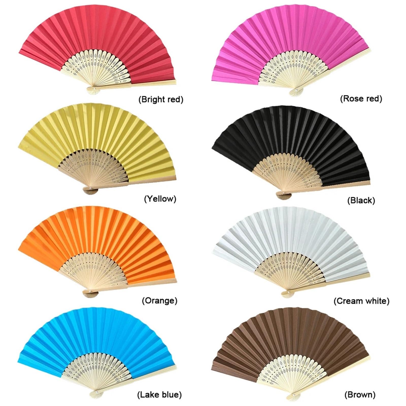 Fächer Handfächer, Bambus-Papierfächer, Taschen-Faltfächer, einfarbig, Gastfächer, DIY-Gast for Hochzeit, Geburtstag, Sommerparty(10PCS Orange)