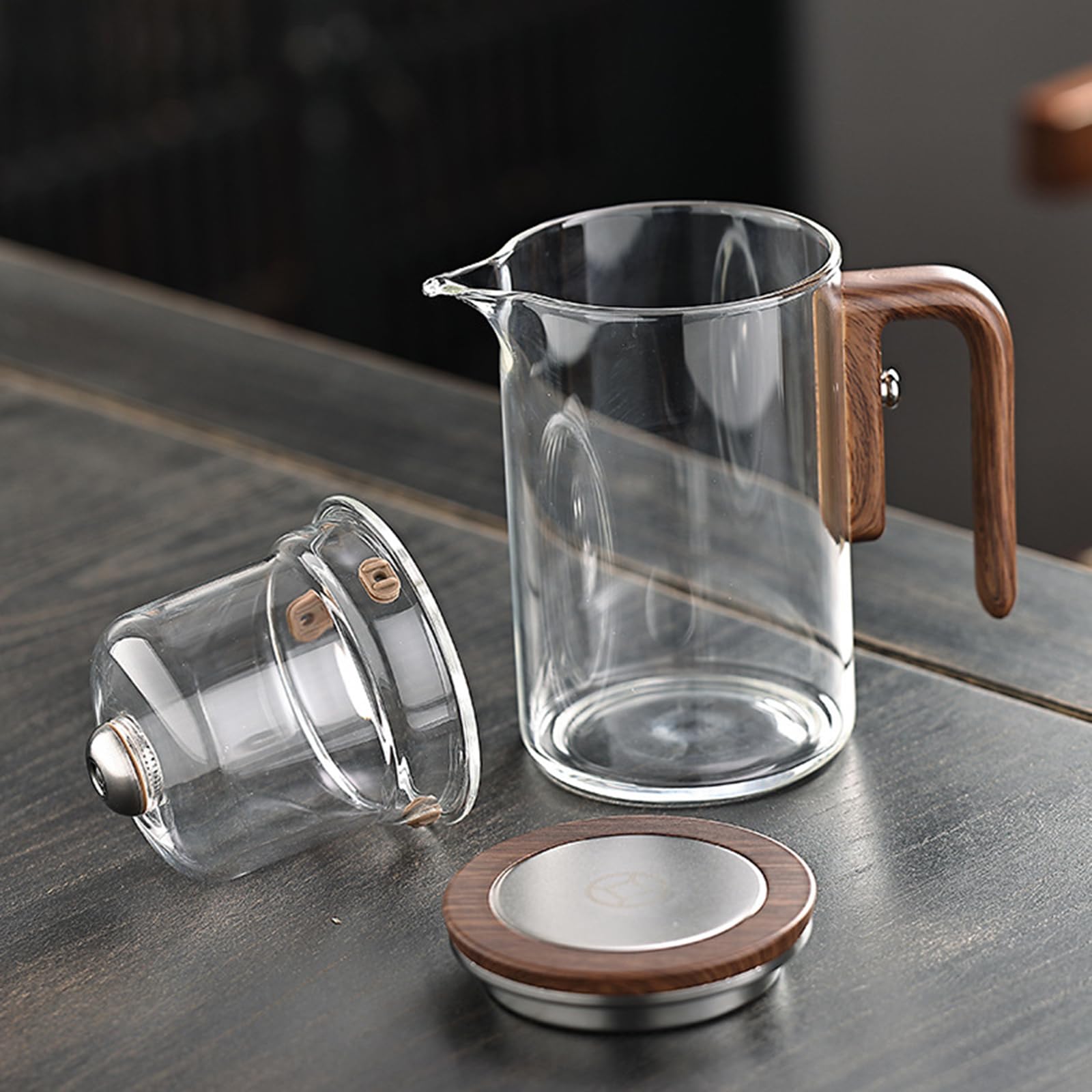 Magische Teekanne mit Sieb, Magische Hexerei Verzauberte Teekanne aus Glas mit langem Auslauf, Wassertrennung Borosilikatglas Teekanne, magnetische Hexerei Teekanne für losen Tee,Clear,800ml