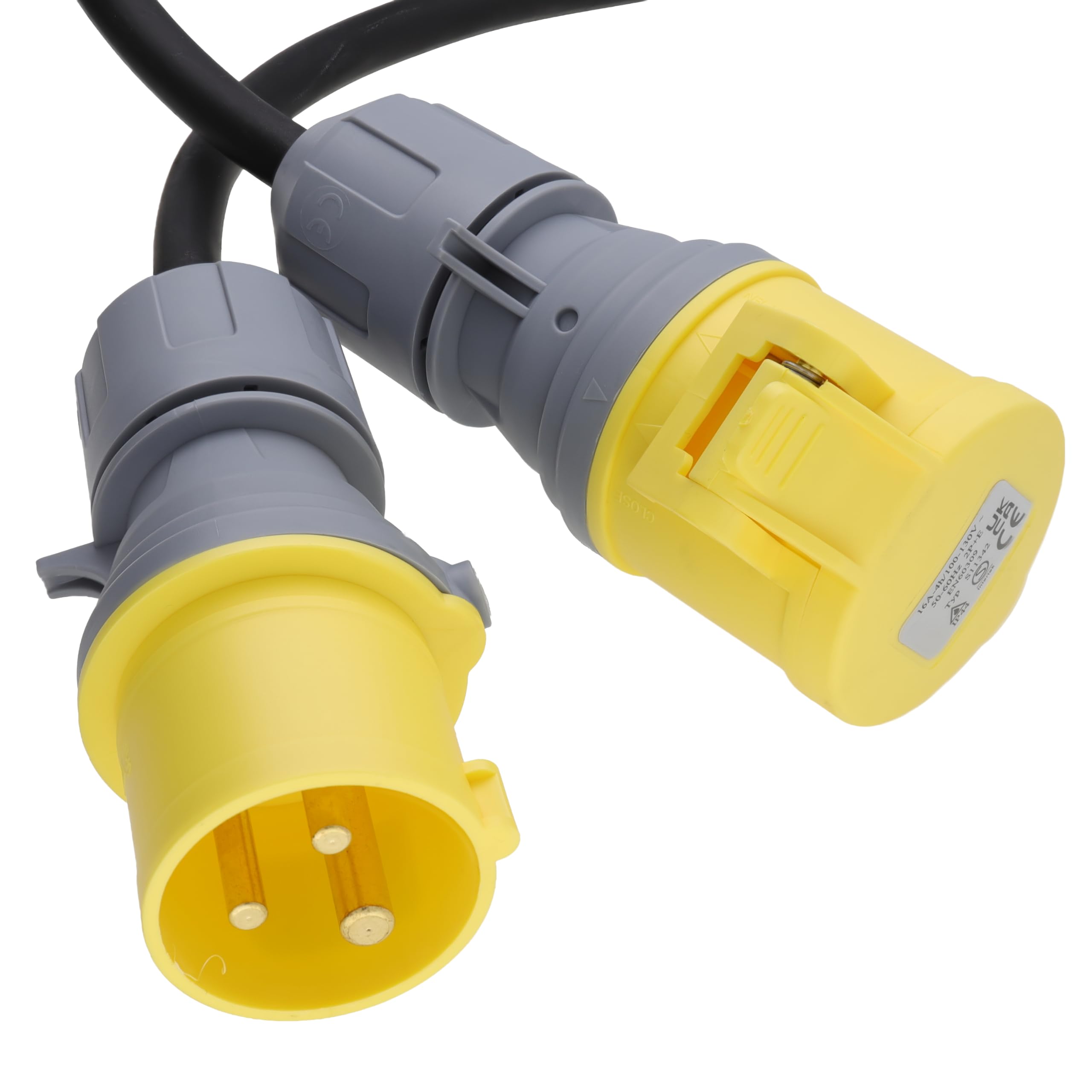 kenable Cable de Extensión Eléctrica Industrial 110V 16A Commando con Conectores IP44 H07RN-F Goma 2,5mm² Negro 5 m [5 metros/5m]