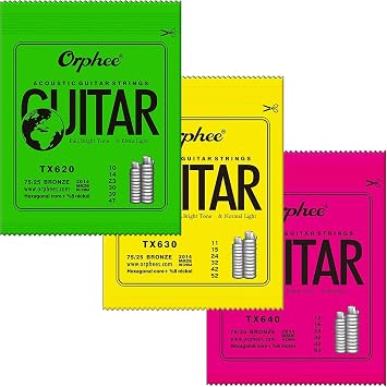 southdeep 3 Sets Colorful Ball End Phosphor Bronze Folk Acoustic Guitar Strings Three Gauges 010-047 011-052 012-053
