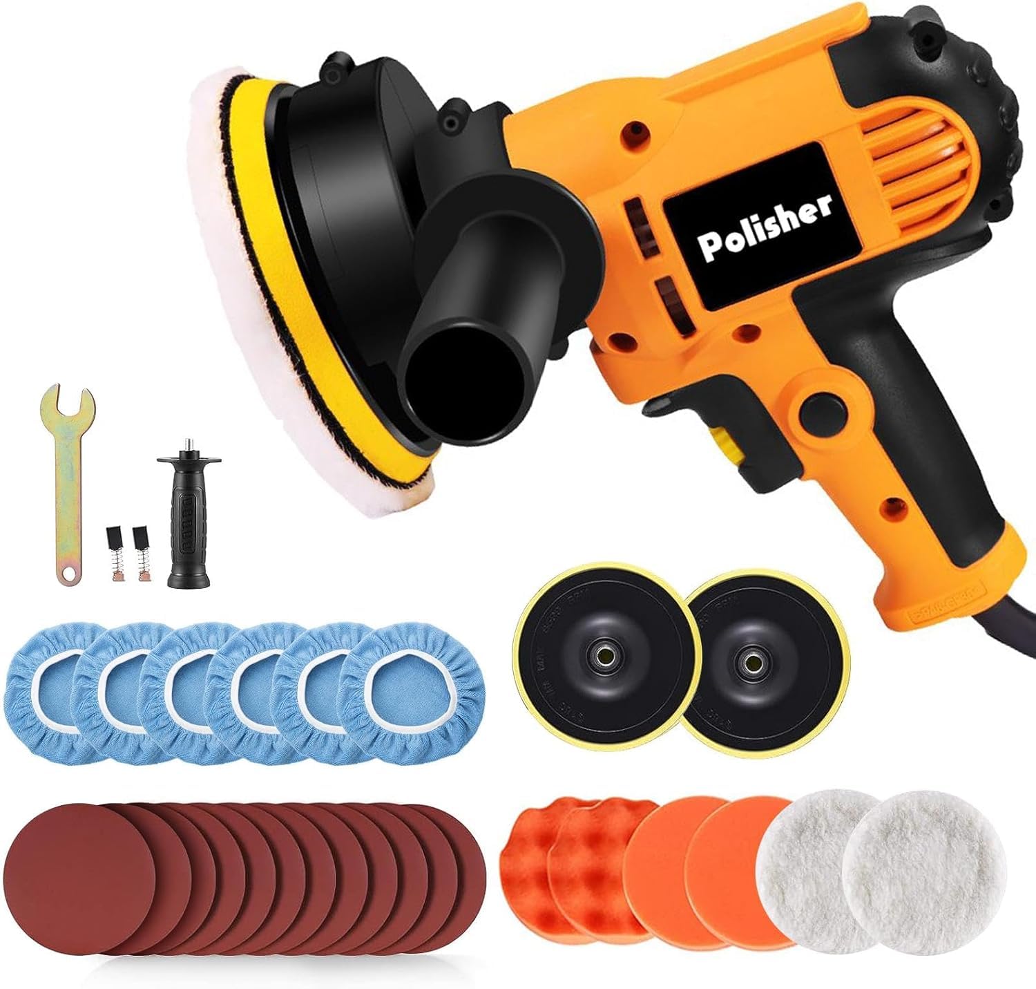 Mini lucidatrice 700 W, set di 31 lucidatrici per auto, lucidatrici eccentrici da 125 mm, smerigliatrice orbitale, velocità 600 – 3700 giri/min, per dettagli auto, barca, rimozione dei graffi