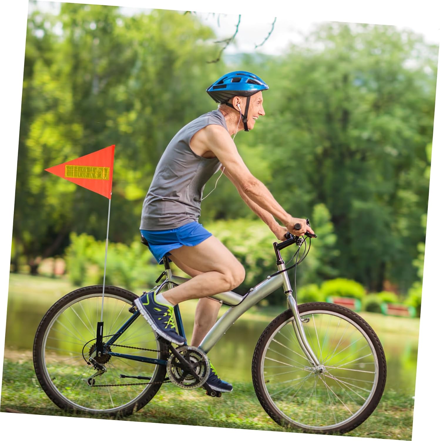 Bike Flags Pole Reflective Warning Flag Outdoor Cycling Safety for Bicycles Scooters Electric Bikes