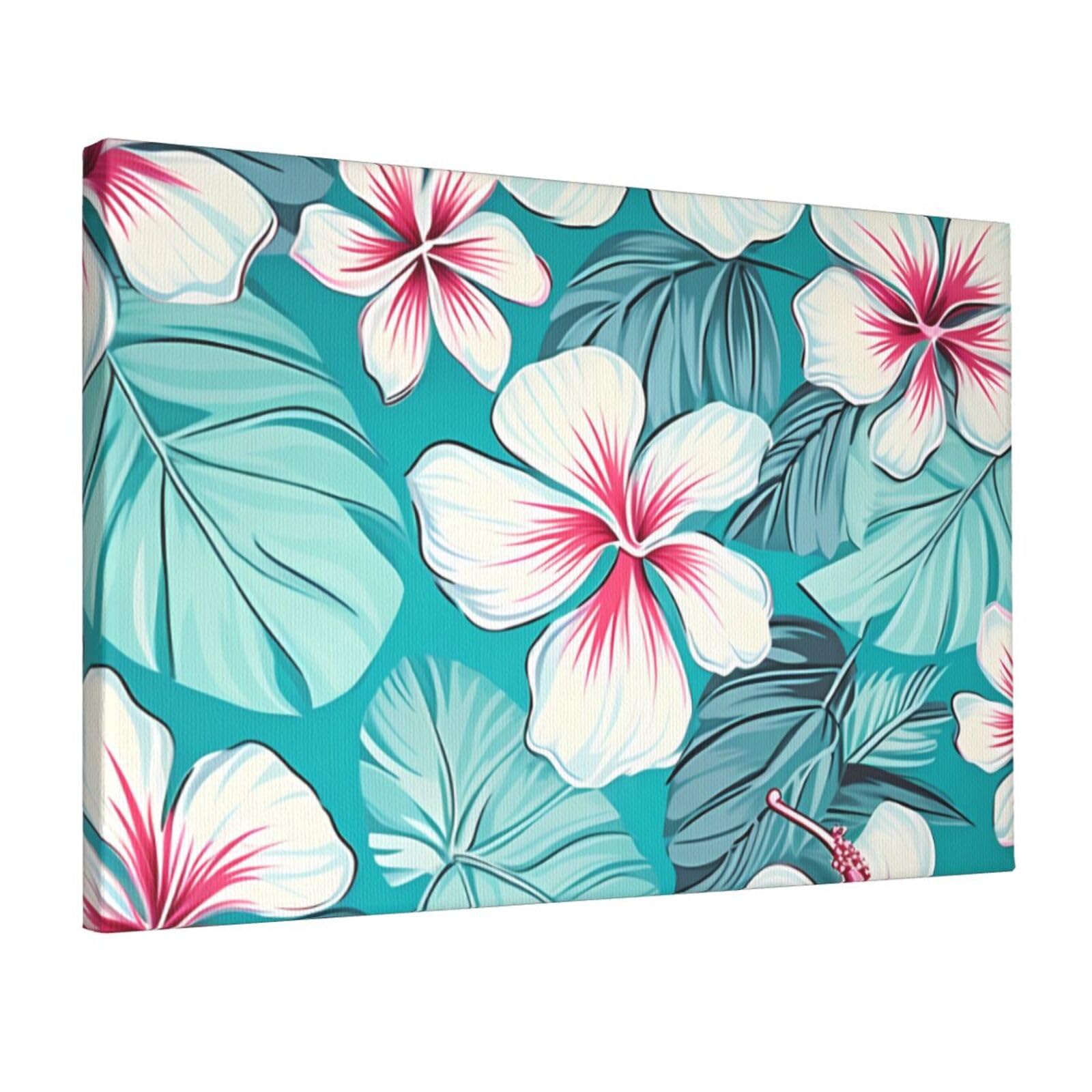 DWVTSLH Tropical Hibiscus Flowers Poster Paintings Canvas Wall Art Bedroom Prints Home Decor Hanging Picture Modern Home Artworks Aesthetic for Living Room Office Wall Decor 12x18in Unframed